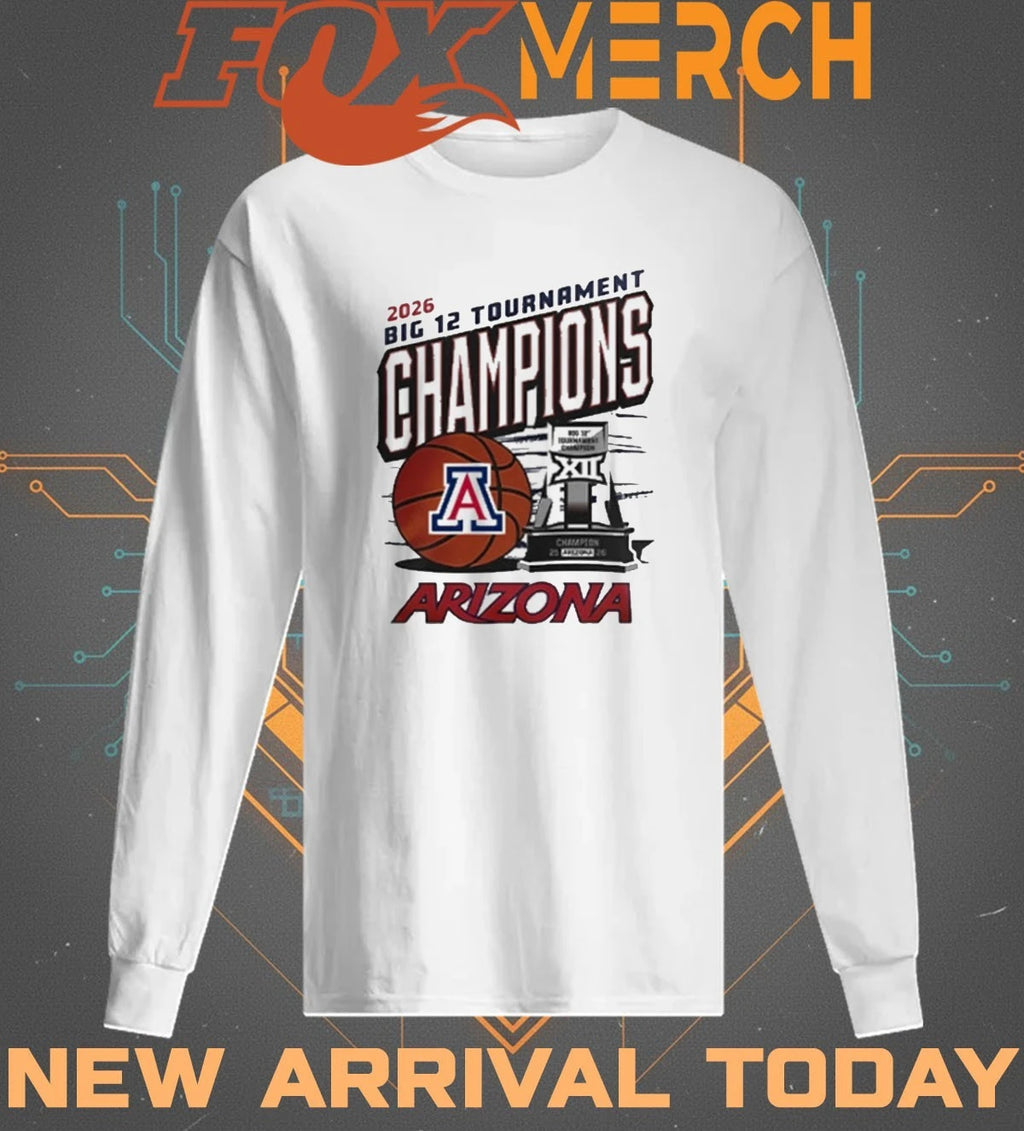 Arizona Wildcats 2026 Big 12 Tournament Champions trophy t-shirt