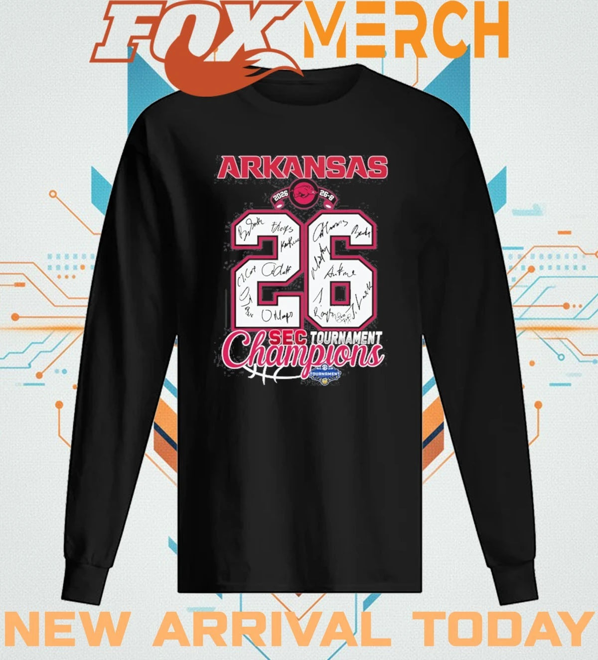 Arkansas Razorbacks 2026 Sec Tournament Champions signatures t-shirt