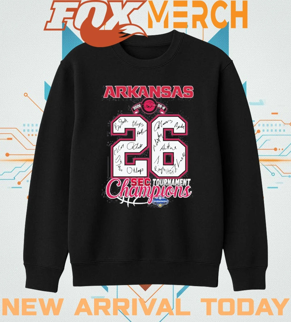 Arkansas Razorbacks 2026 Sec Tournament Champions signatures t-shirt