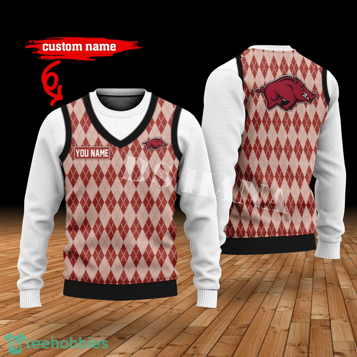 Arkansas Razorbacks Custom Name New Style Sweater Ghile Style 3D Print Christmas Sweater