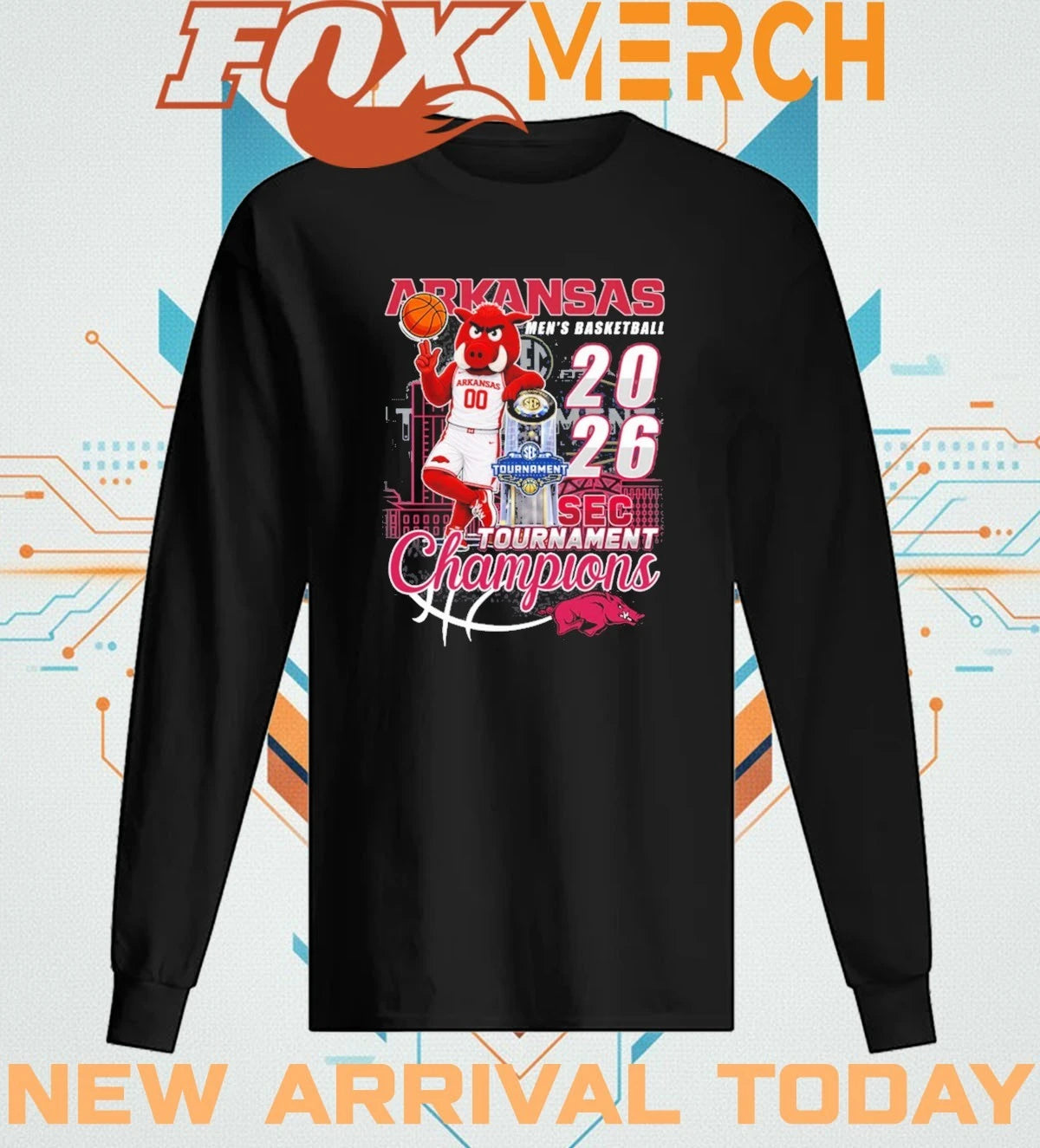 Arkansas Razorbacks Men’s Basketball 2026 Sec Tournament Champions mascot t-shirt