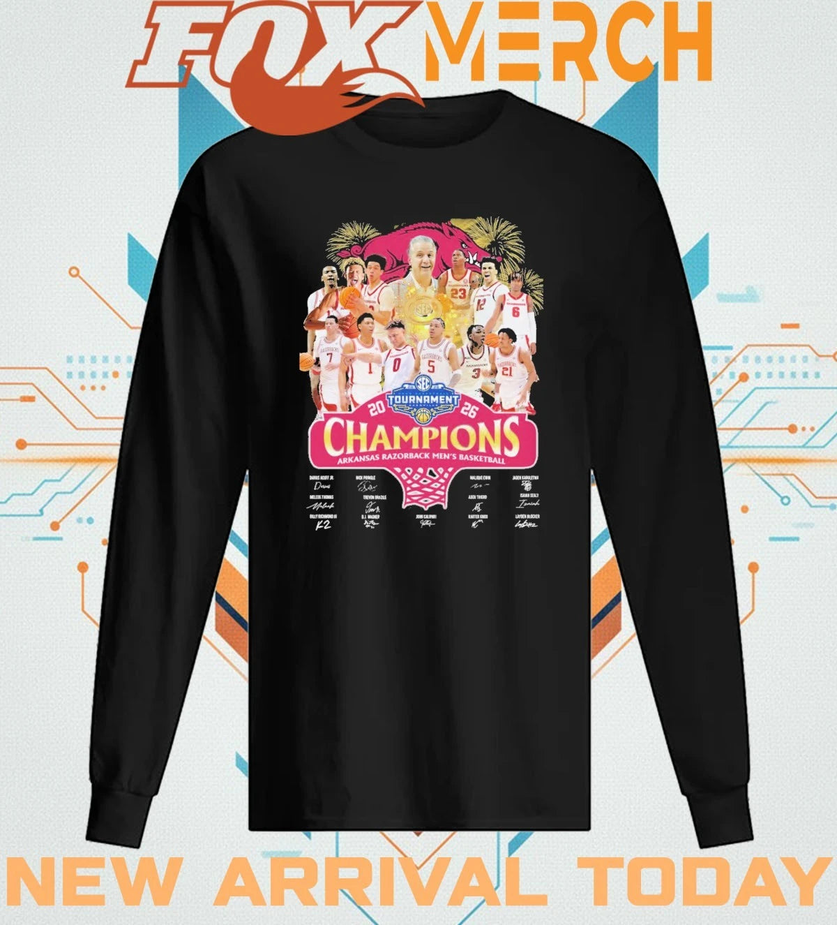 Arkansas Razorbacks Men’s Basketball 2026 Tournament Champions signatures t-shirt