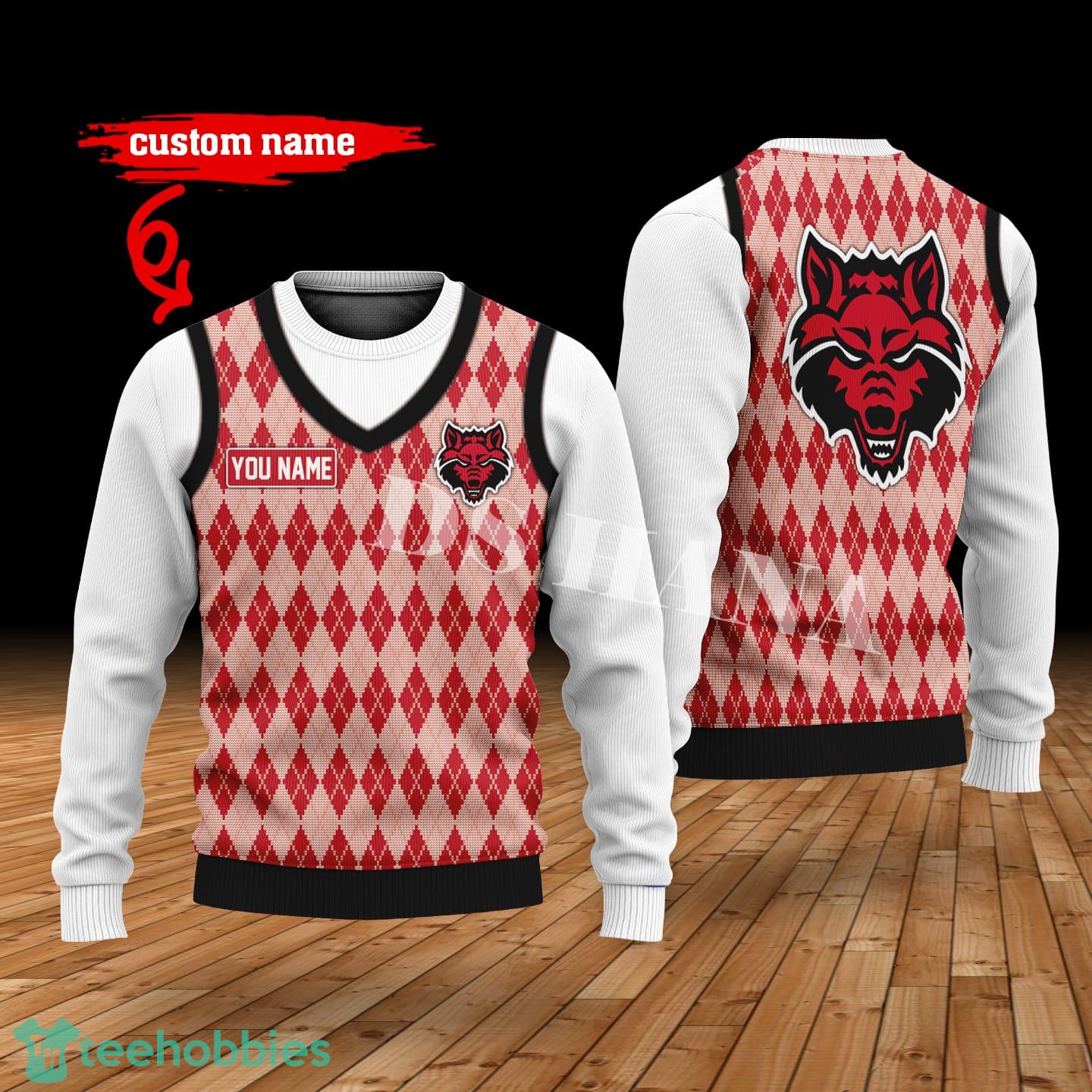 Arkansas State Red Wolves Custom Name New Style Sweater Ghile Style 3D Print Christmas Sweater