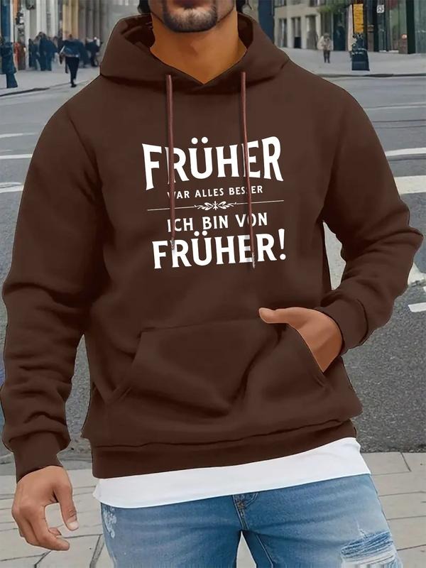 All for beer letter print men's hooded sweatshirt new spring/autumn and winter solid color printed hoodie top loose style...