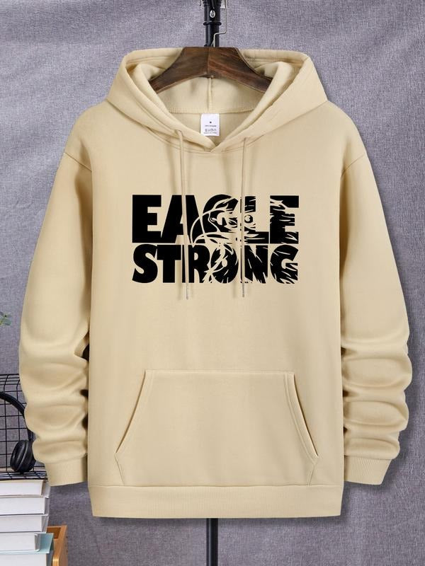 The new "strong" letter-printed comfortable men's hooded sweatshirt and the spring/autumn printed hoodie top in solid...