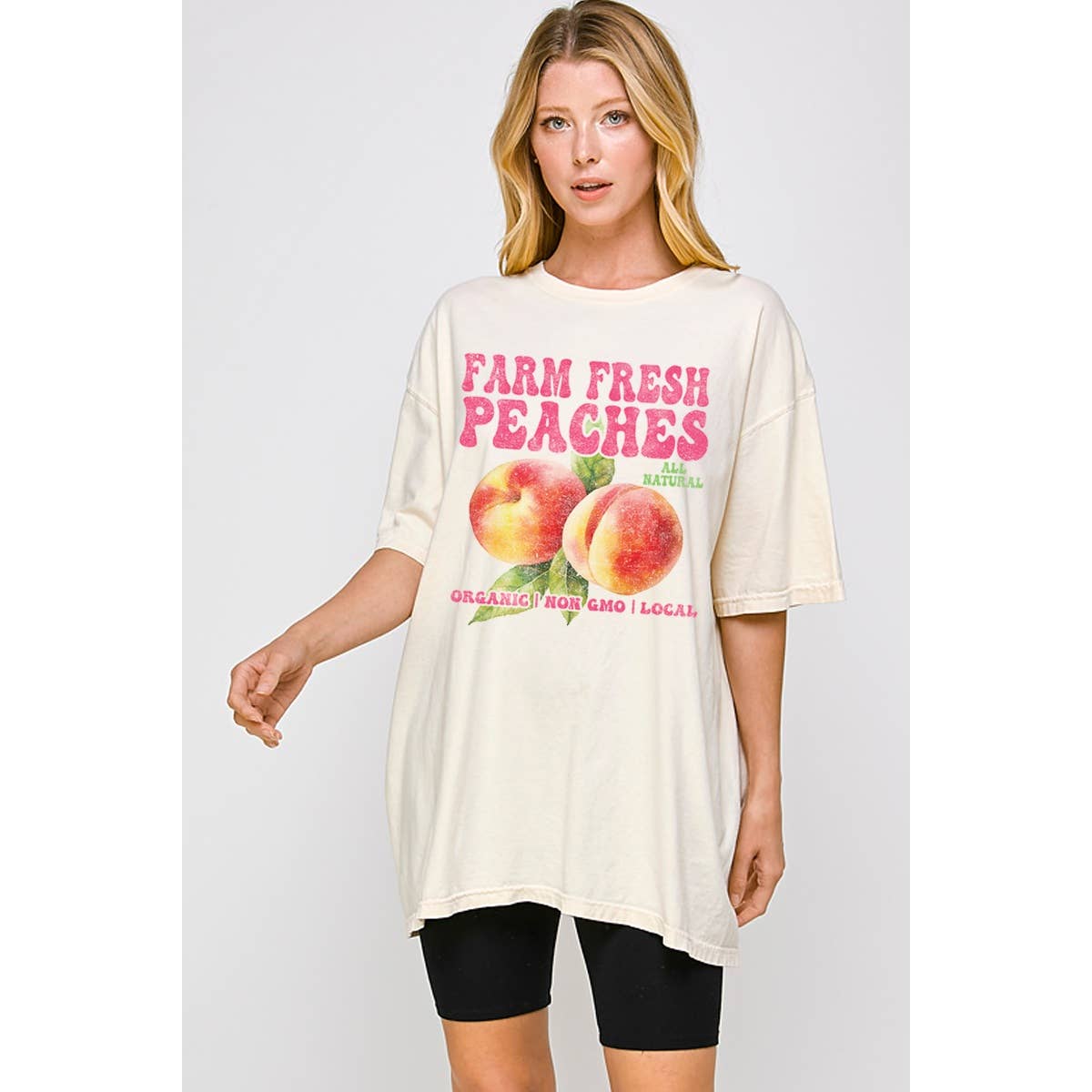 Farm Fresh Peaches Vintage Graphic Oversized Tee Hoodie, Sweatshirt | PodTeesHub.com