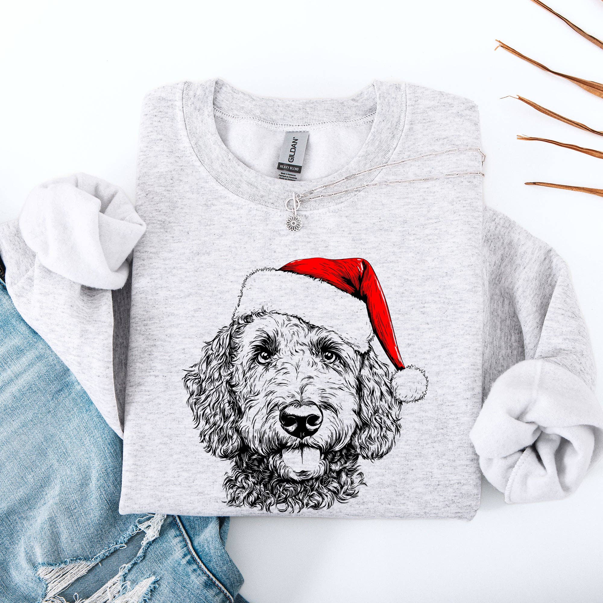 Labradoodle, Santa, Dog, Christmas, Dog Lover Pet Sweatshirt T-Shirts, Hoodie | PodTeesHub.com