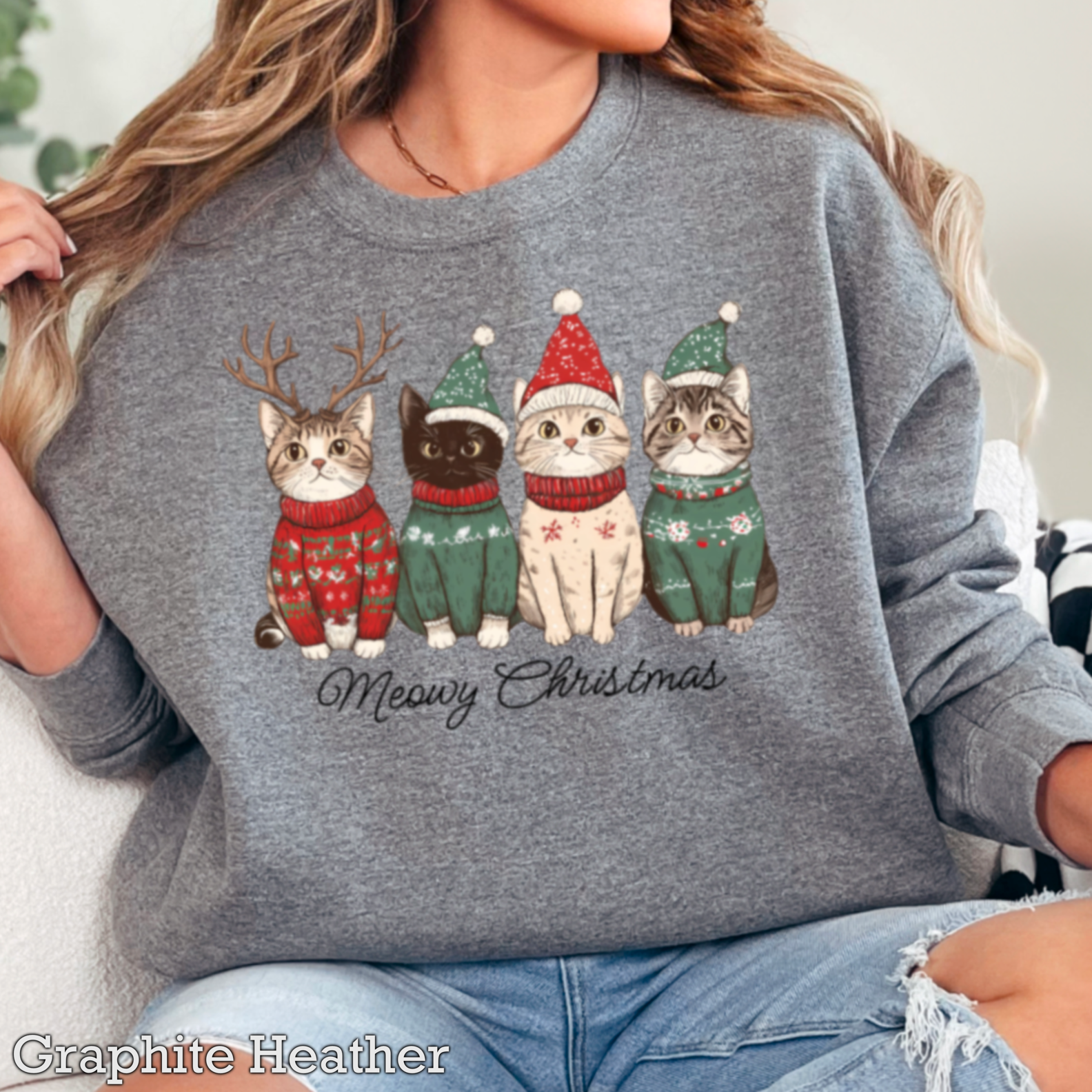 Meowy Christmas Christmas 2025 Graphic Sweatshirt Women’S T-Shirts, Hoodie | PodTeesHub.com