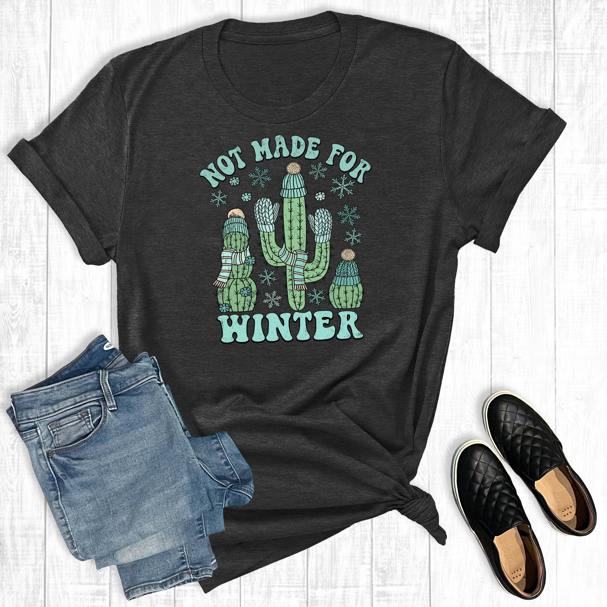 Cactus Not Made For Winter Graphic Tee Hoodie, Sweatshirt | PodTeesHub.com