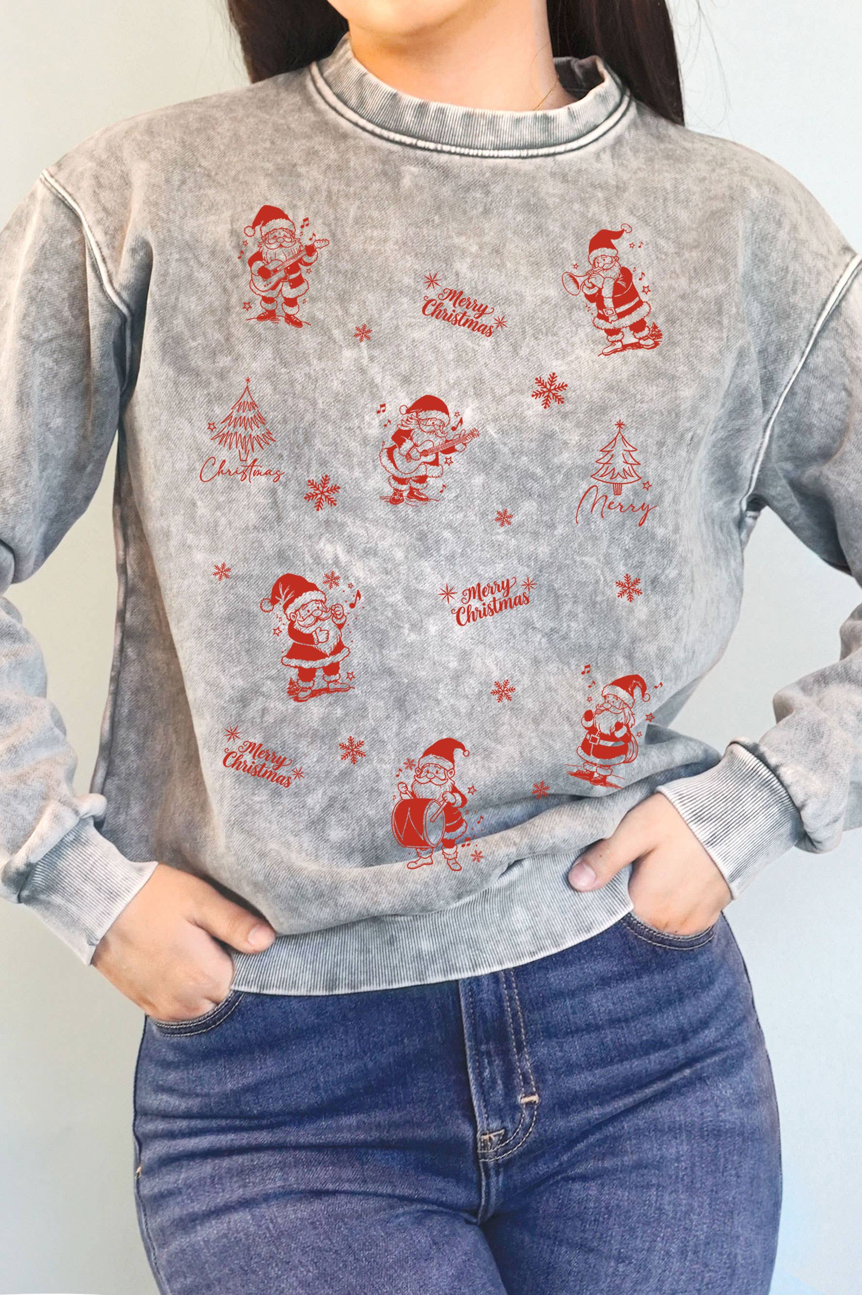 Santa Claus Christmas Graphic Mineral Brushed Sweatshirt T-Shirts, Hoodie | PodTeesHub.com