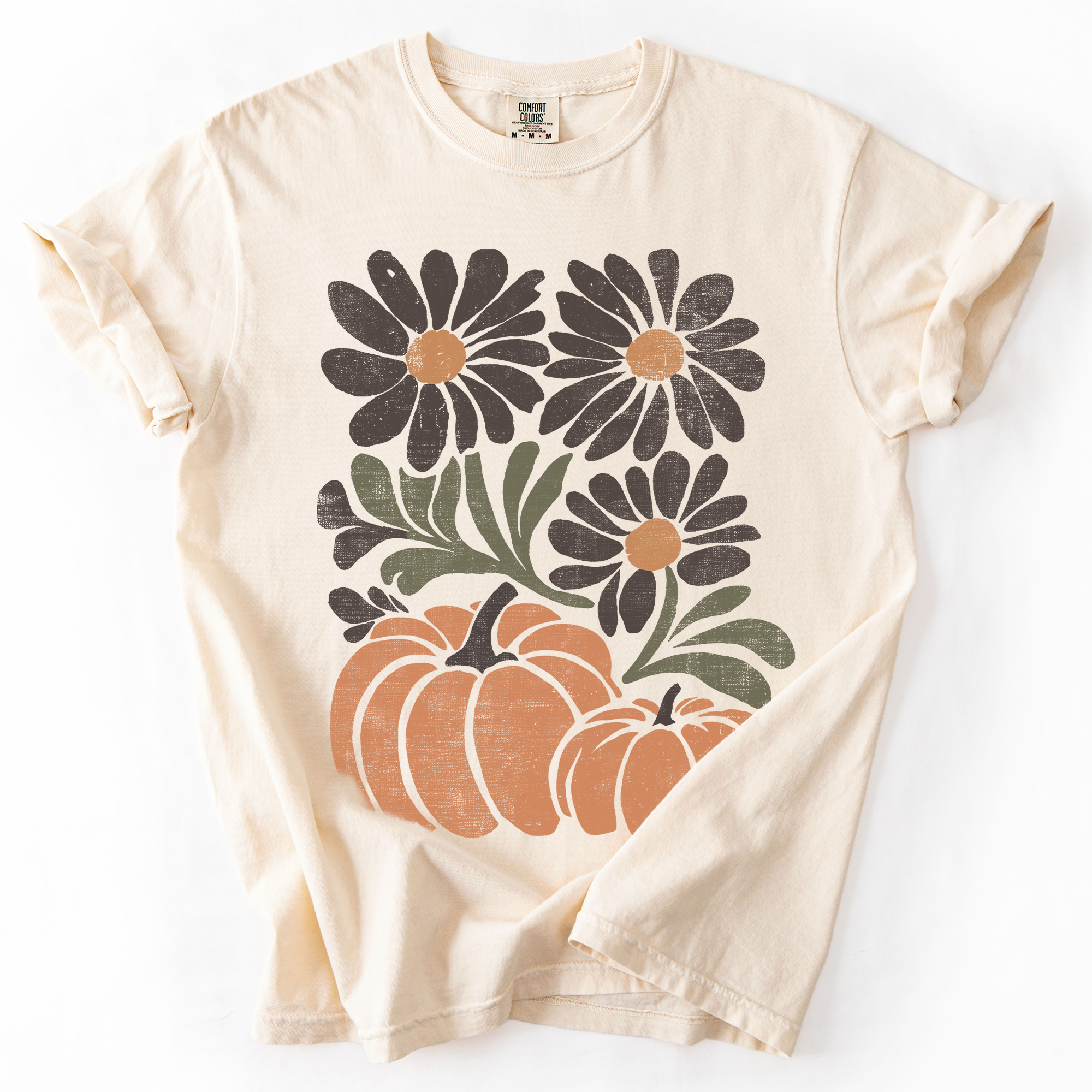 Pumpkins and Flowers, Halloween Autumn, Fall T-Shirt Hoodie, Sweatshirt | PodTeesHub.com