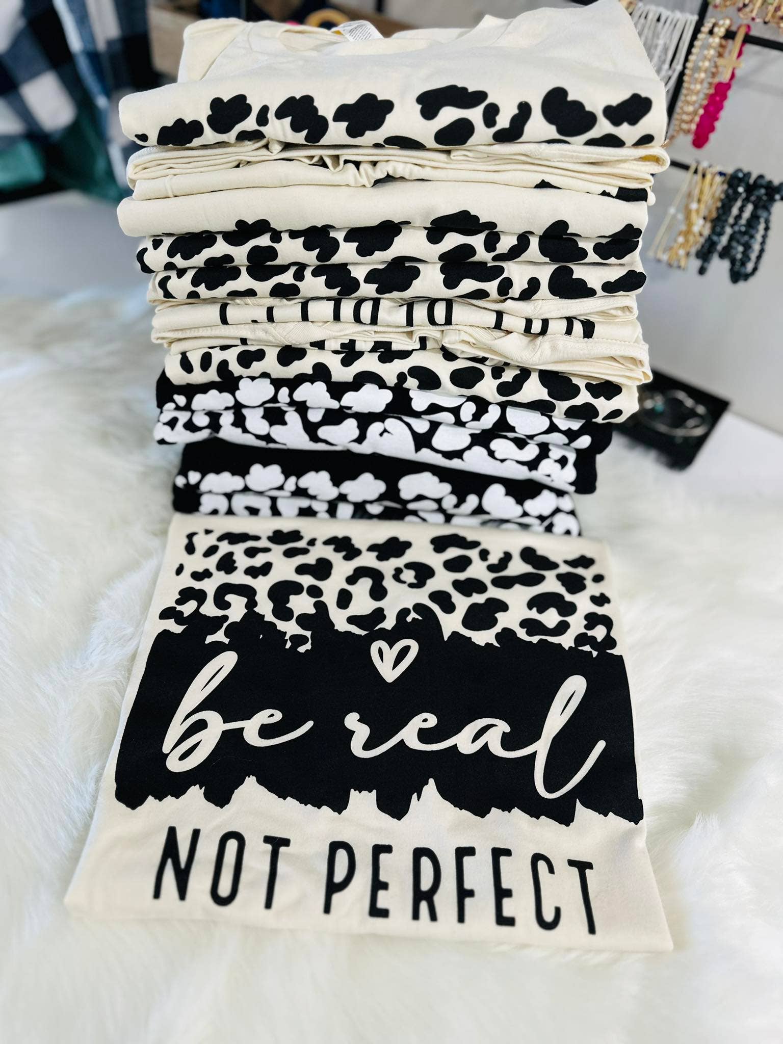 Christian Be Real Not Perfect Leopard Tultex Graphic Tee Hoodie, Sweatshirt | PodTeesHub.com