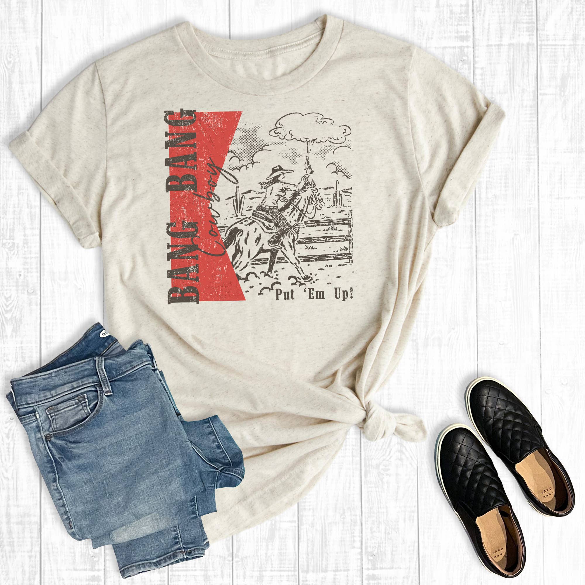 Western Bang Bang Cowboy Graphic Tee Hoodie, Sweatshirt | PodTeesHub.com