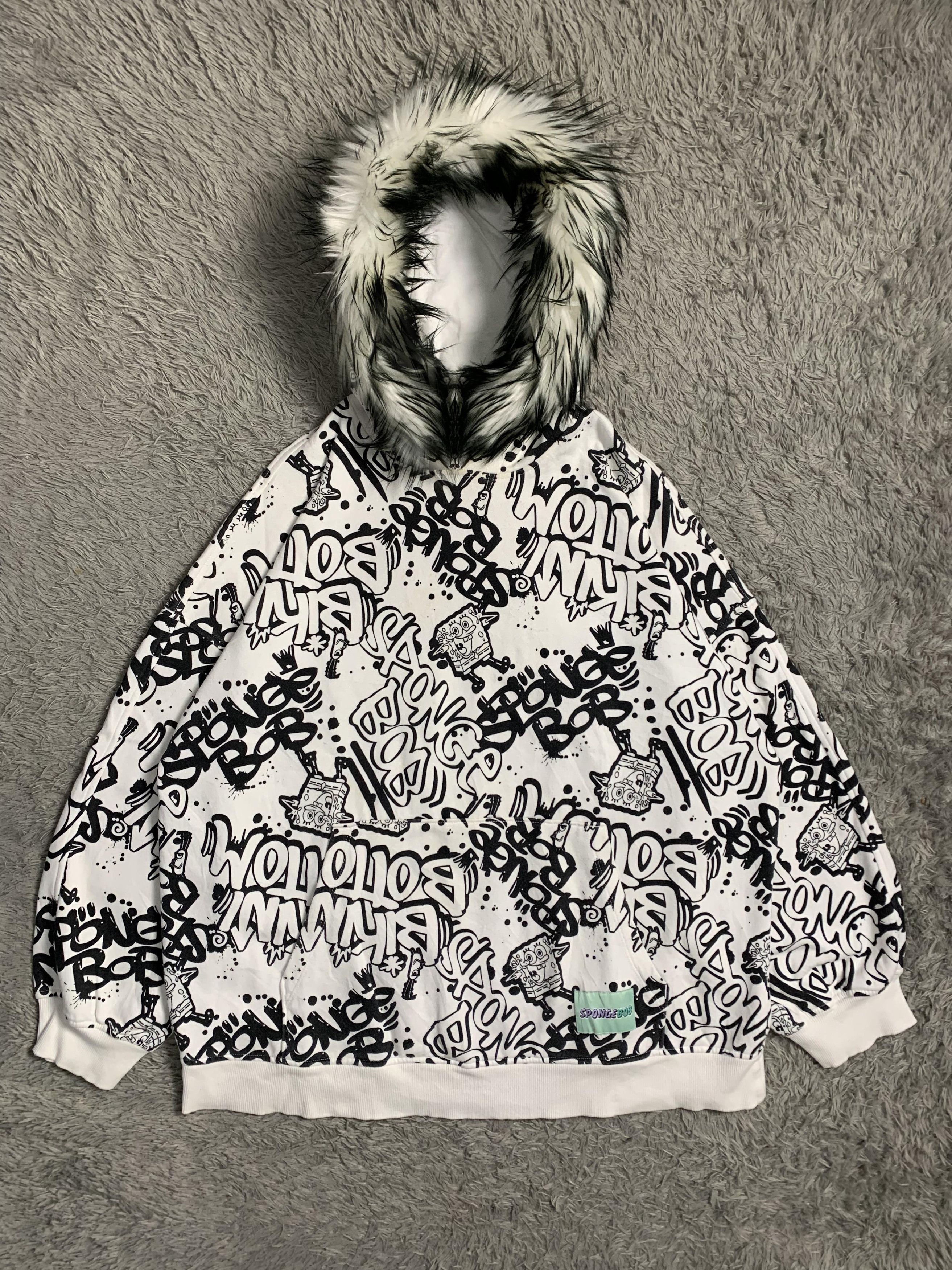 Spongebob Oversized Full Print Faux Fur Hoodie T-Shirts, Sweatshirt | PodTeesHub.com
