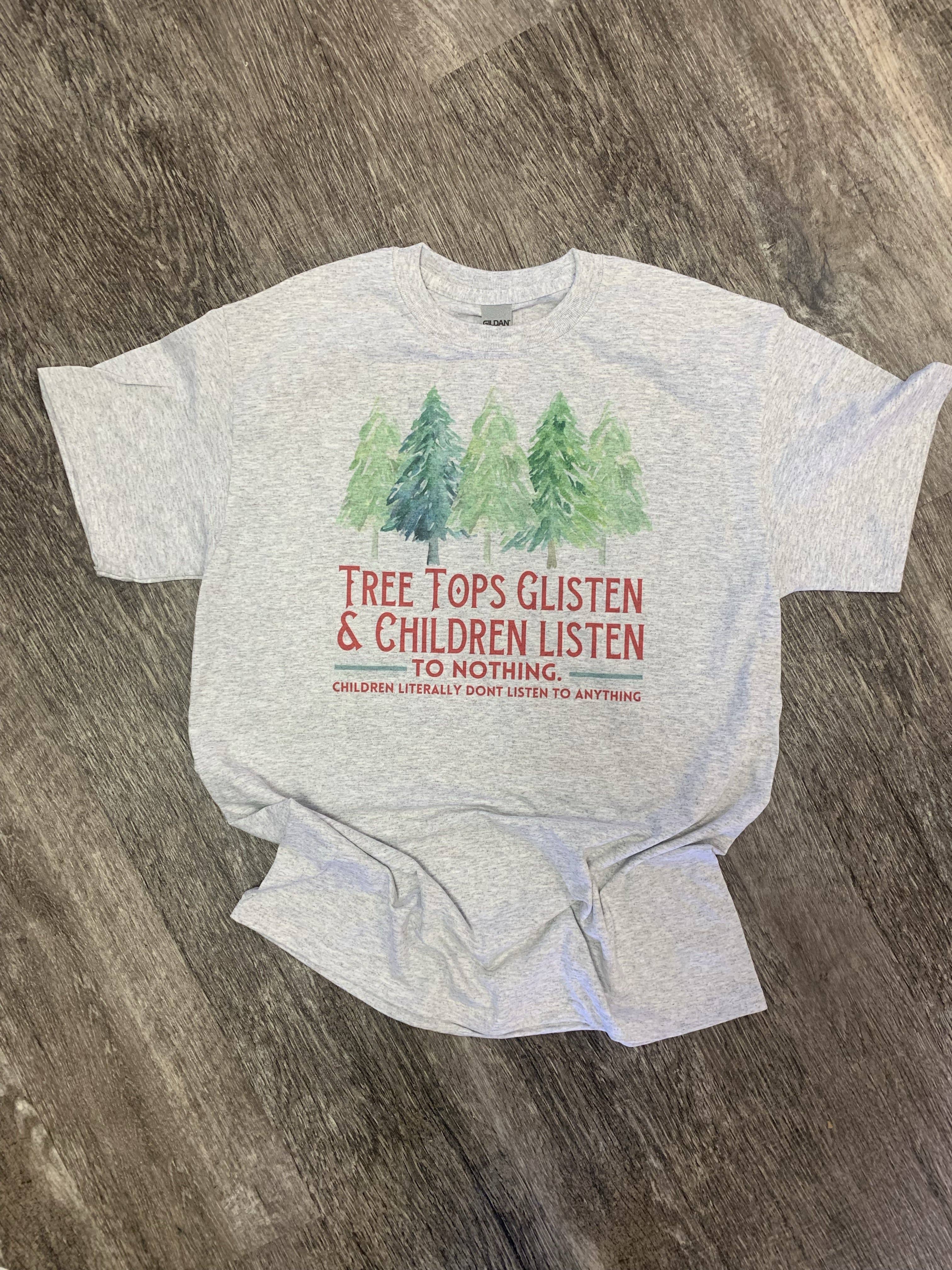 Tree Tops & Children Listen On Ash Gray Tee Hoodie, Sweatshirt | PodTeesHub.com