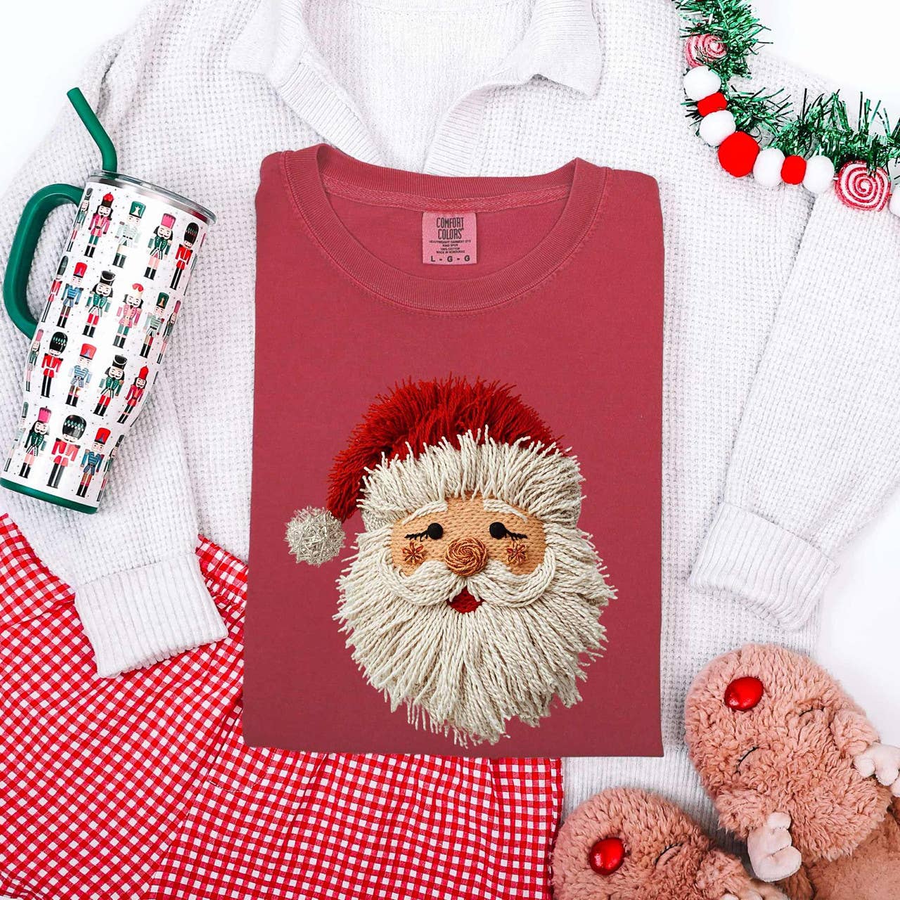 Faux Yarn String Santa Tee Hoodie, Sweatshirt | PodTeesHub.com