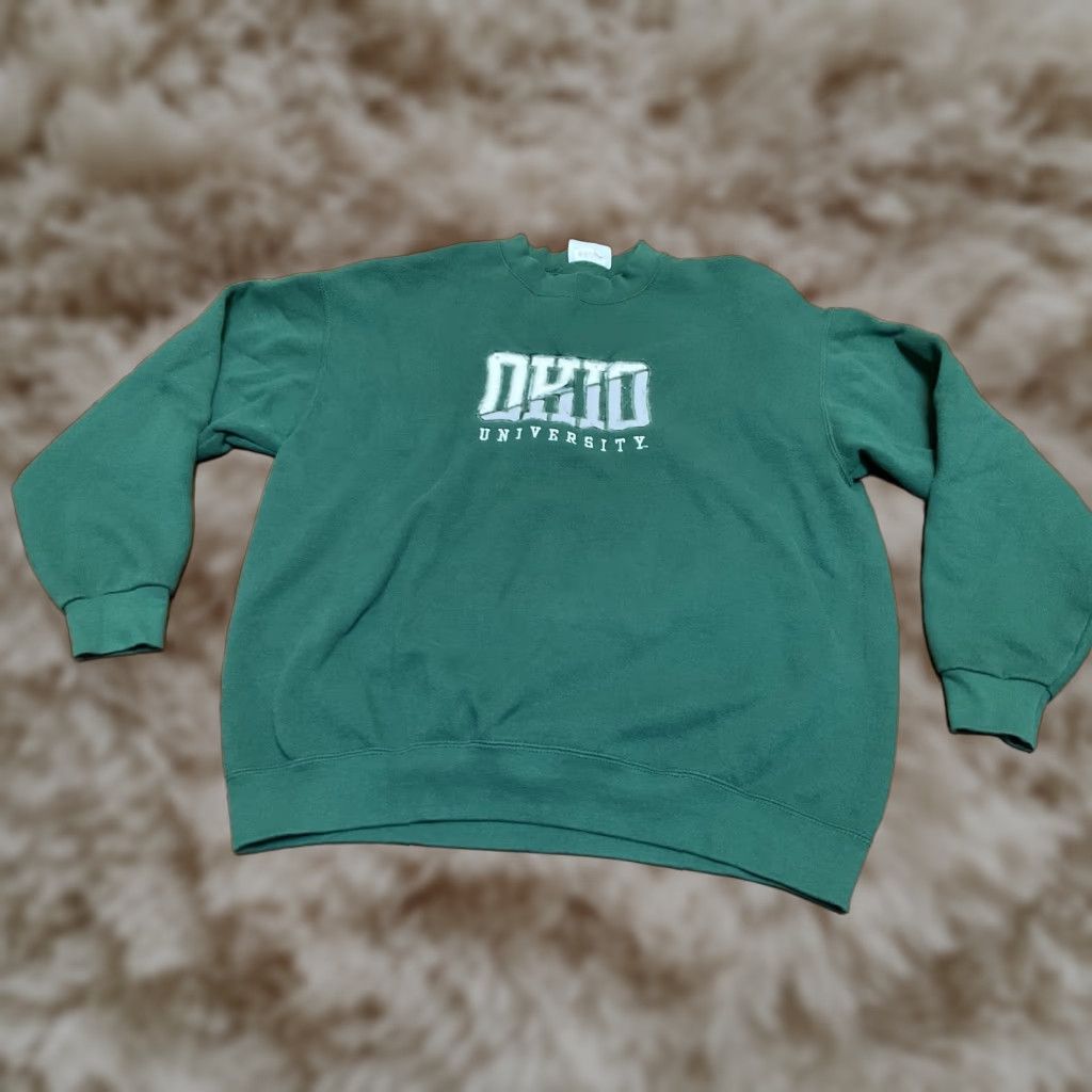 Vintage University Ohio University Crewneck Sweatshirt L Men Green Pullover 80s 90s Usa Made T-Shirts, Hoodie