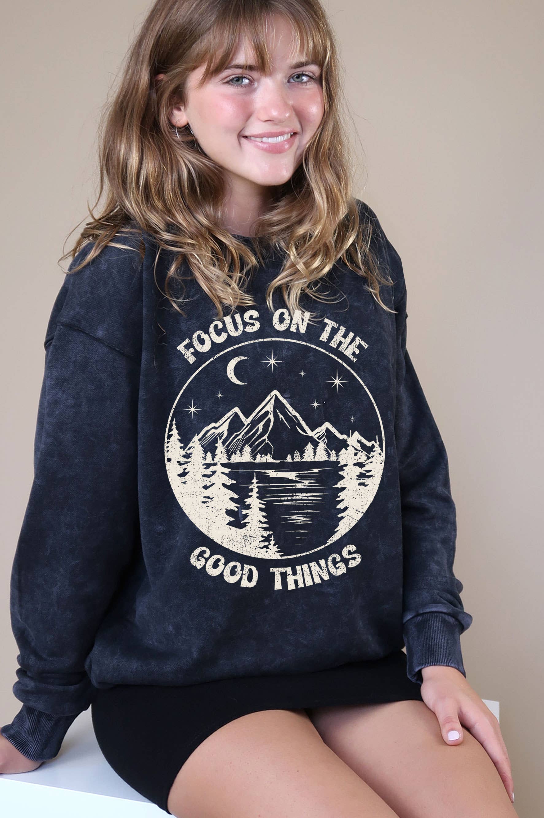 Focus On the Good Things Mineral Graphic Brushed Sweatshirt T-Shirts, Hoodie | PodTeesHub.com
