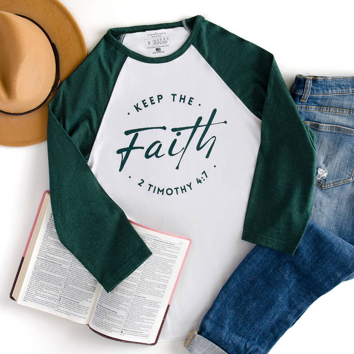 Keep the Faith 3/4 Sleeve Christian Raglan T-Shirt Hoodie, Sweatshirt | PodTeesHub.com