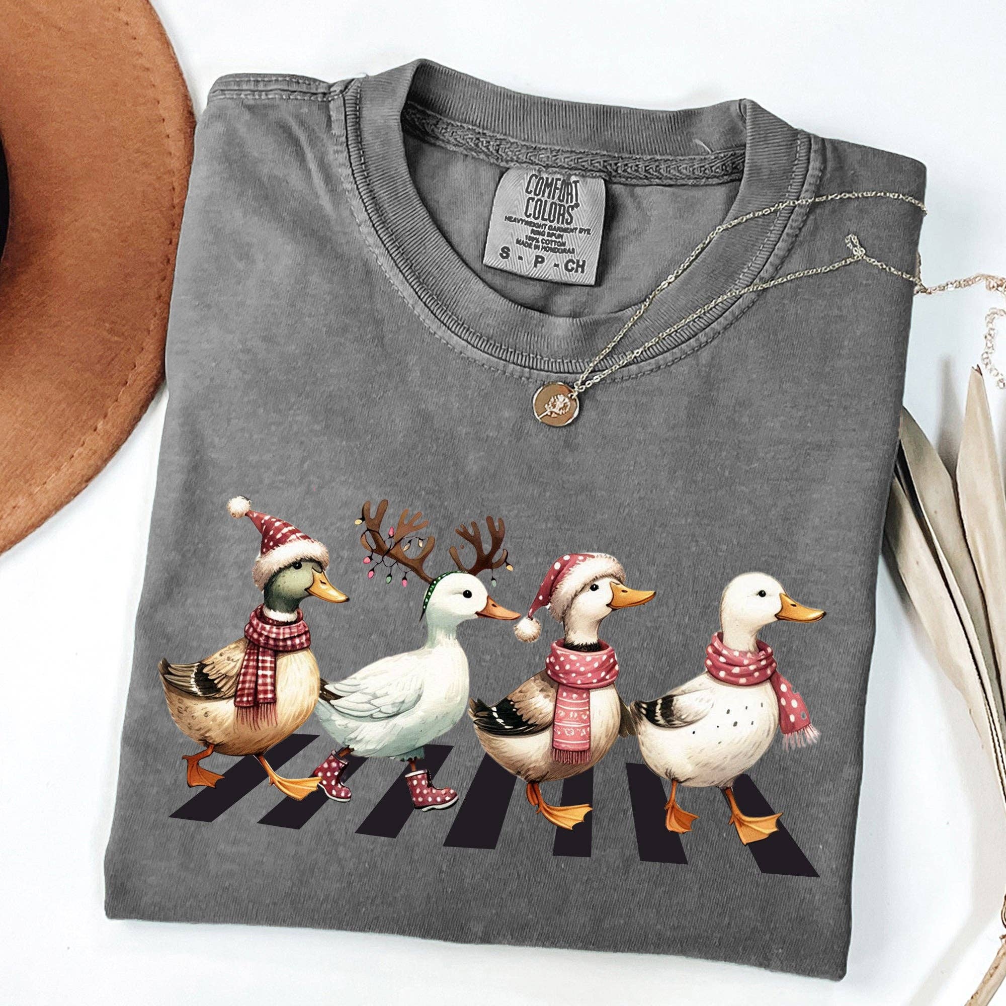 Christmas Ducks, Farm Animals, Crossing Road Xmas Tshirt Hoodie, Sweatshirt | PodTeesHub.com