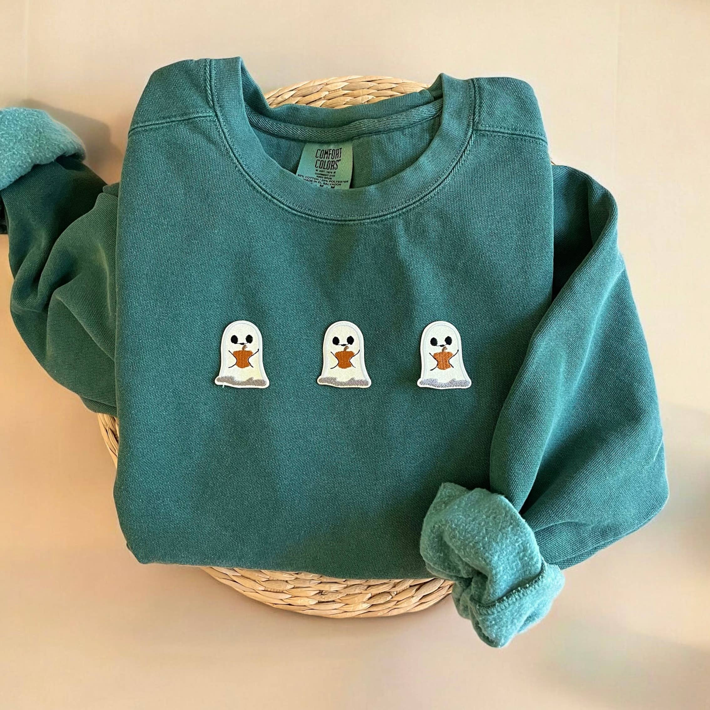 Comfort Colors® Pumpkin Ghost Halloween Sweatshirt T-Shirts, Hoodie | PodTeesHub.com