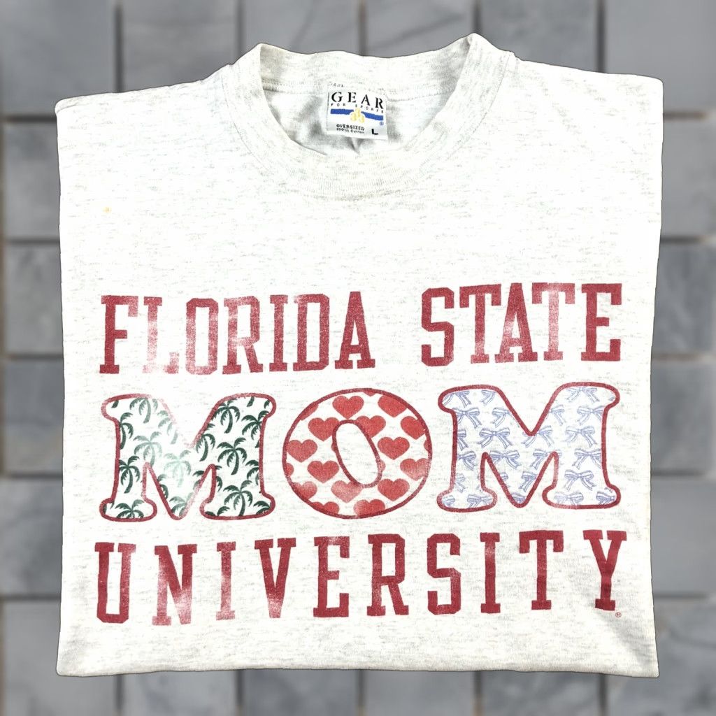 Vintage 90s Florida State University T Shirt Oversized Large Gray Crew Neck Adult Men Us Mad Hoodie, Sweatshirt