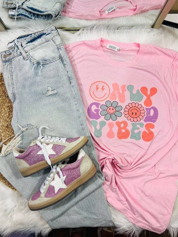 Only Good Vibes Happy Tee Hoodie, Sweatshirt | PodTeesHub.com