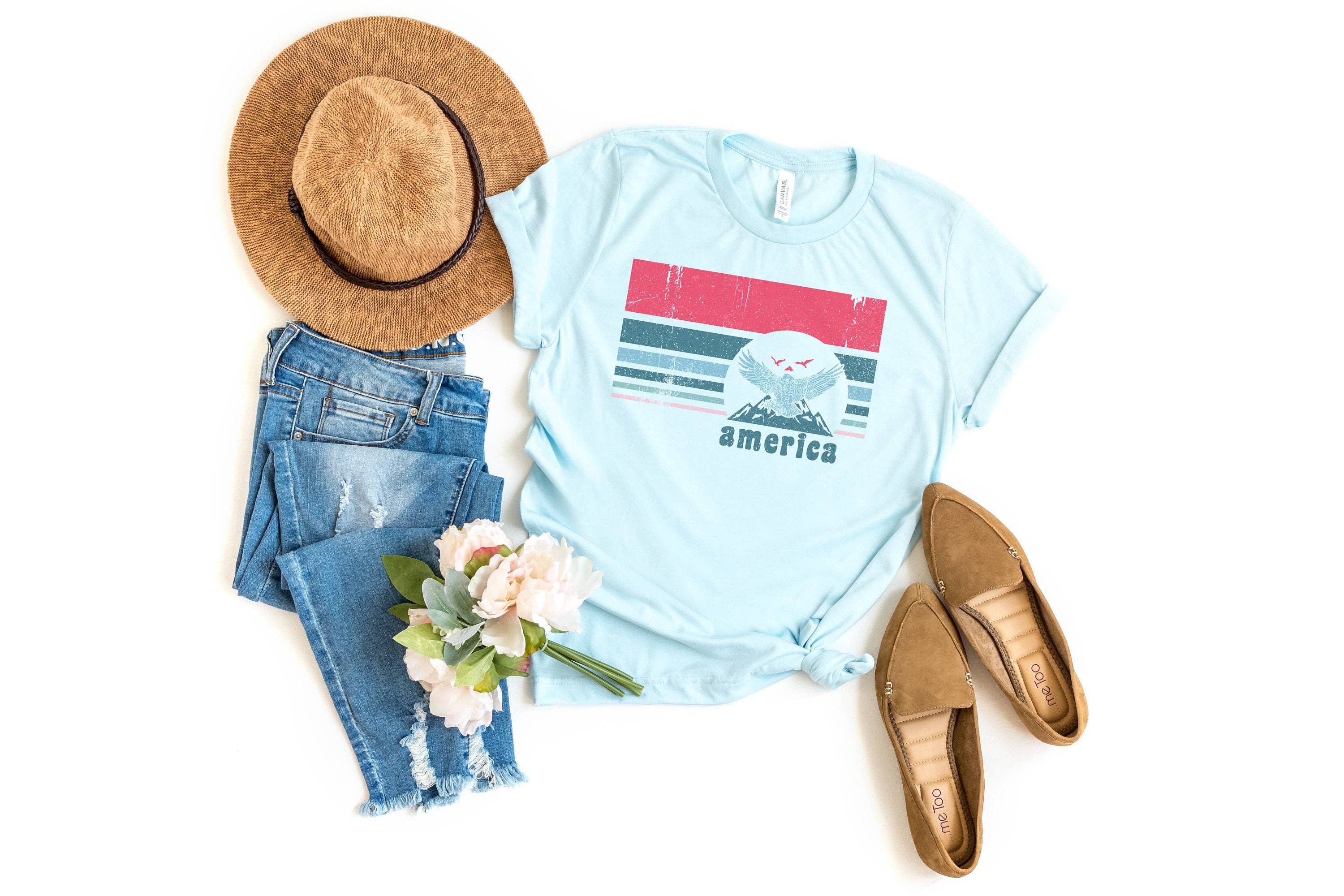 America Stripe Eagle Tee | Patriotic T Shirt | 4th of July Hoodie, Sweatshirt | PodTeesHub.com