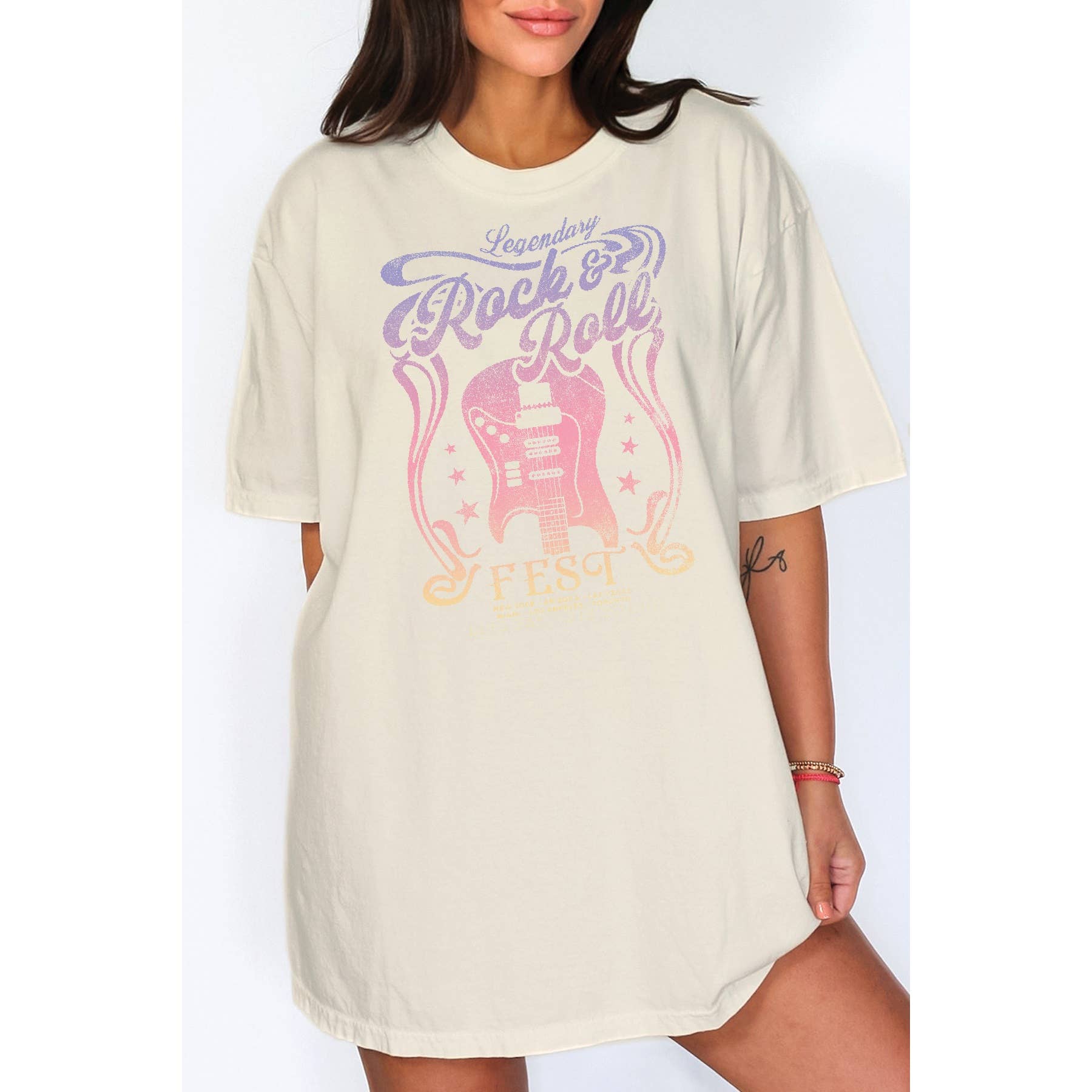 Rock N Roll - Oversized Unisex T Shirt Hoodie, Sweatshirt | PodTeesHub.com
