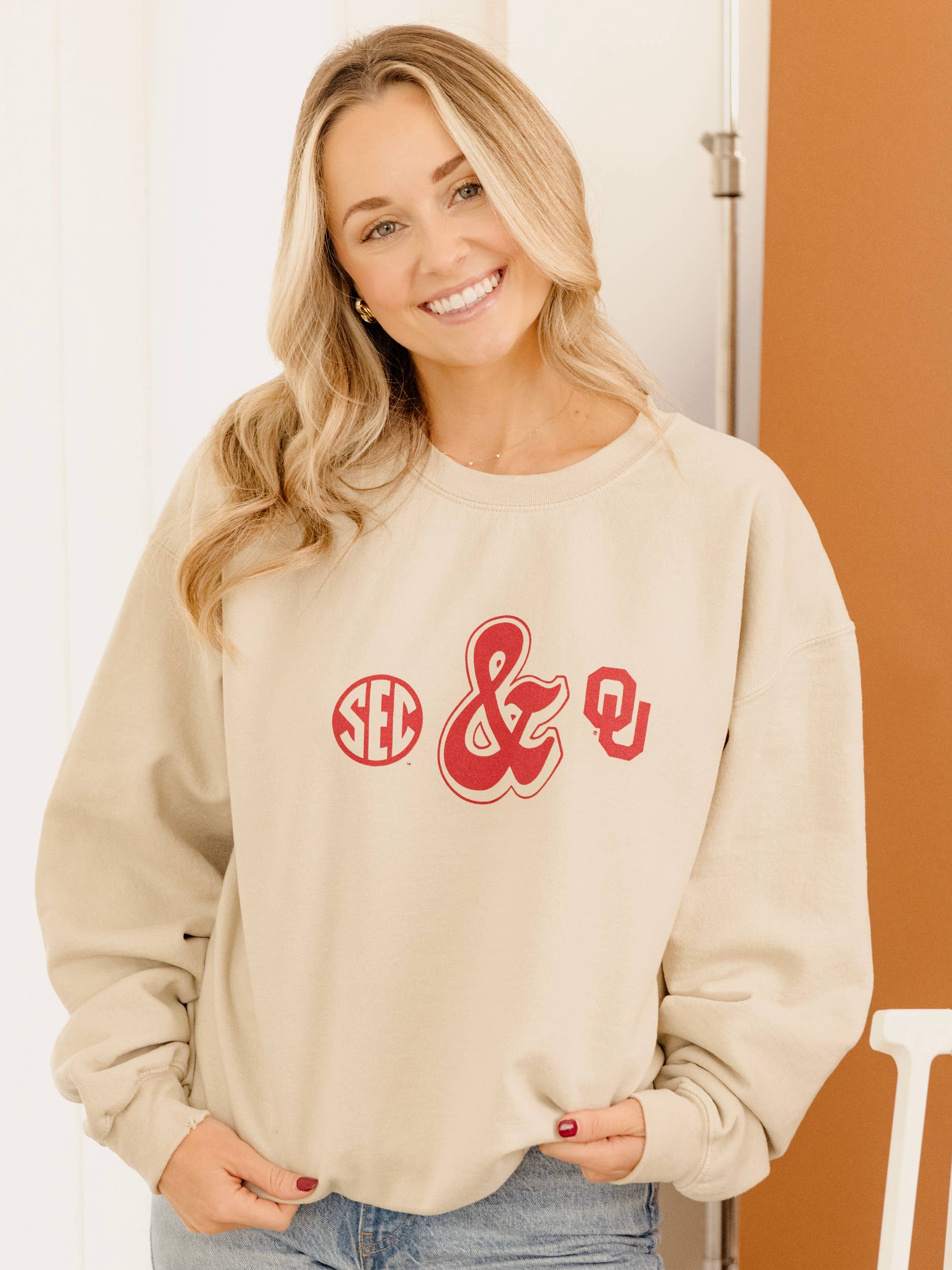 Ou Sooners Sec Ampersand Sand Thrifted Sweatshirt T-Shirts, Hoodie | PodTeesHub.com
