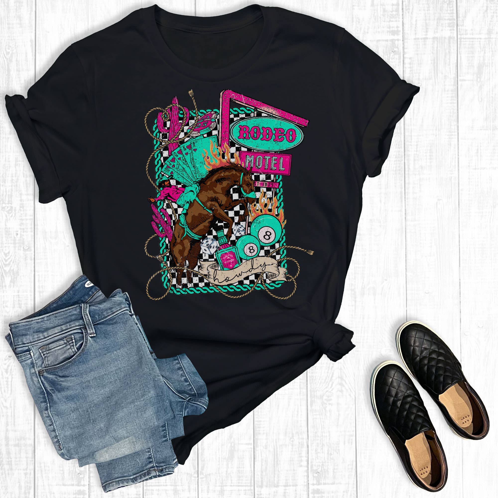 Western Rodeo Motel Graphic Tee Hoodie, Sweatshirt | PodTeesHub.com