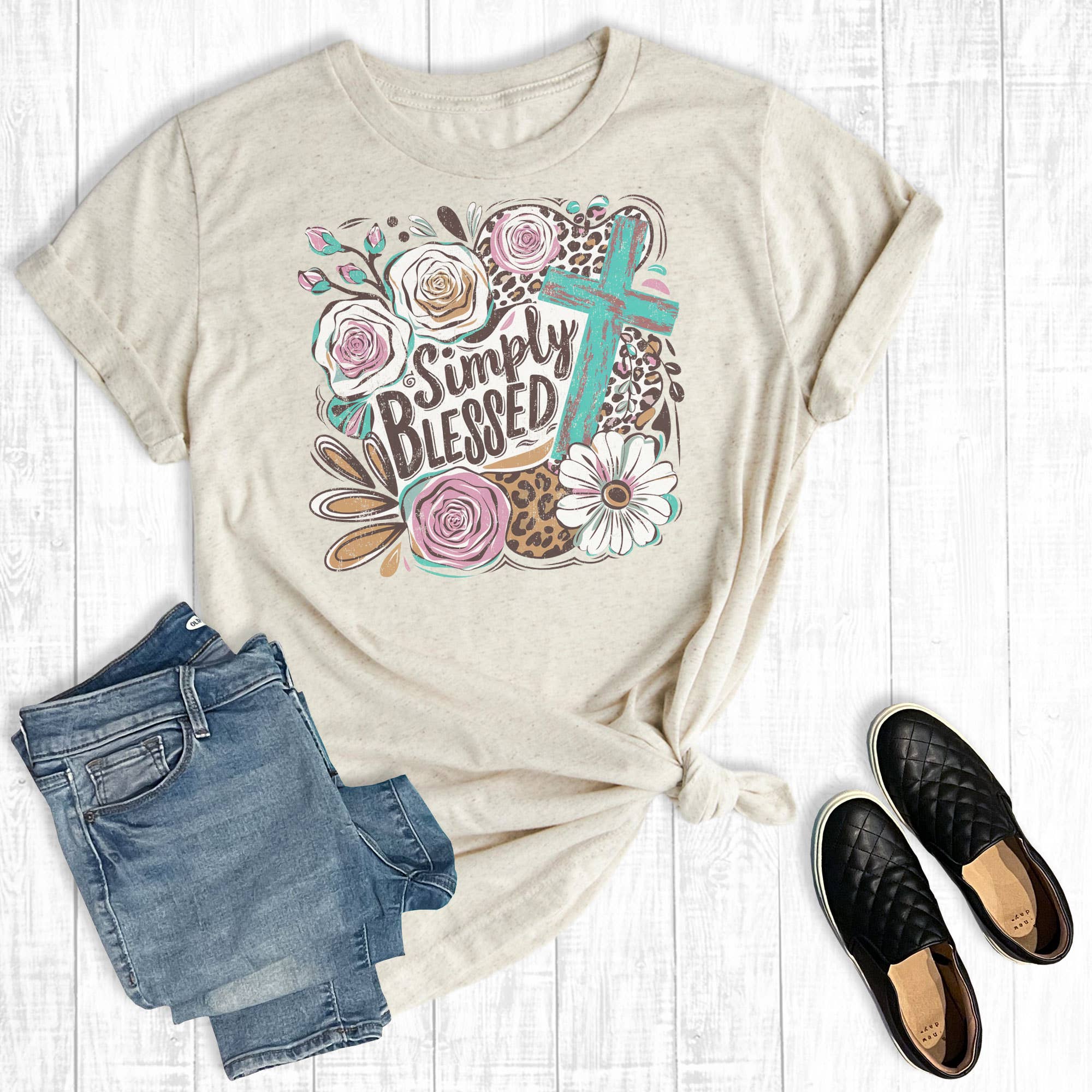 Faith Simply Blessed Cross Graphic Tee Hoodie, Sweatshirt | PodTeesHub.com
