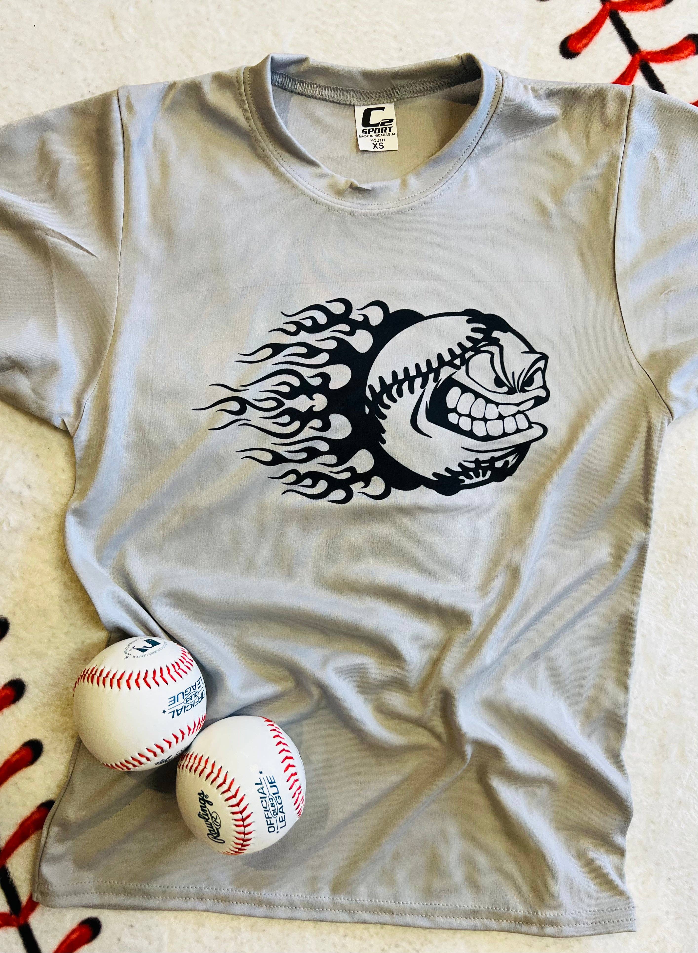 Blazing Baseball Face Dri Fit Tee Hoodie, Sweatshirt | PodTeesHub.com