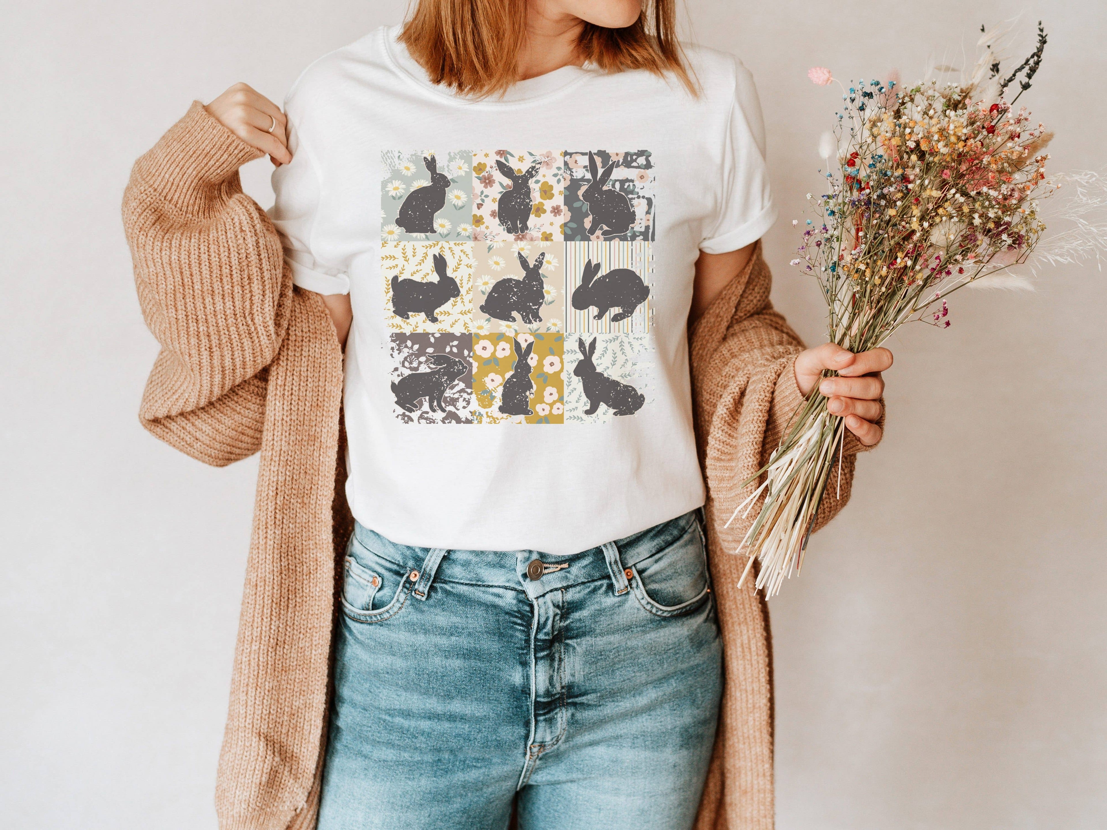 Bunny Chart Easter Graphic Tee | Women's Tees Religous Tee Hoodie, Sweatshirt | PodTeesHub.com
