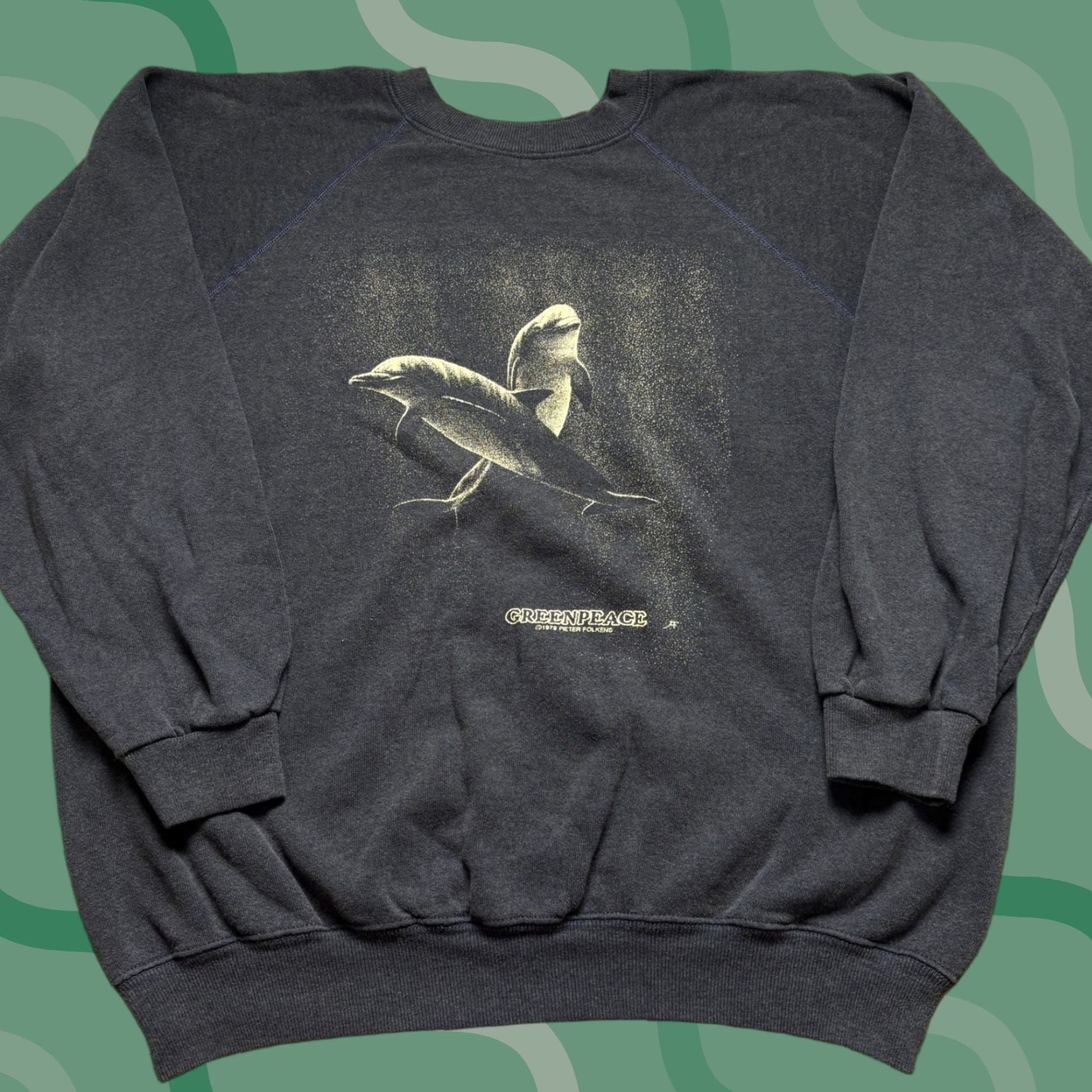 Vintage Greenpeace Black Print Crew Neck Xl 90s Grunge Preppy Winter T-Shirts, Hoodie, Sweatshirt