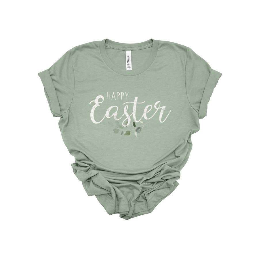 Happy Easter Greenery Tee Hoodie, Sweatshirt | PodTeesHub.com