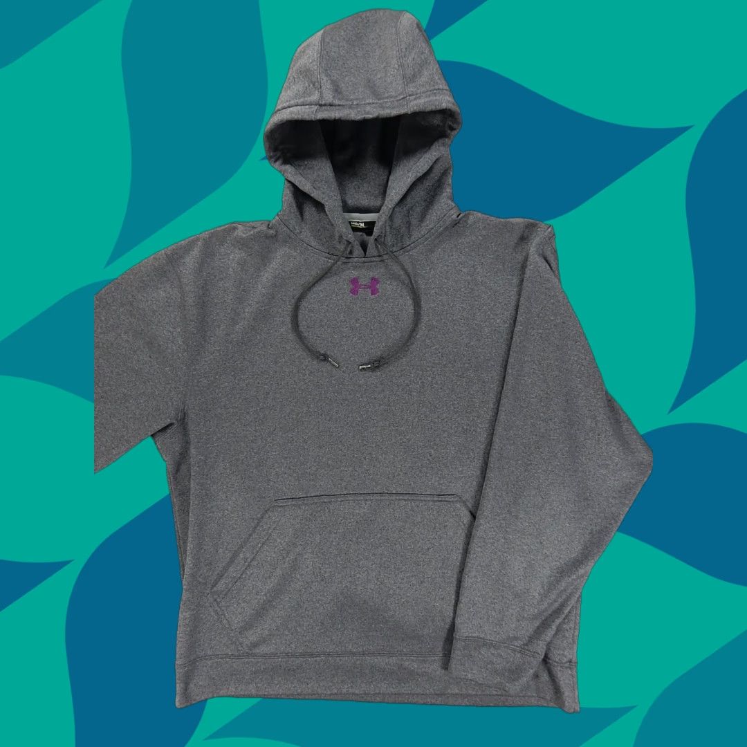 Armour Under Armour Hoodie Solid Center Logo Gray Mens Medium Sweatshirt T-Shirts | PodTeesHub.com