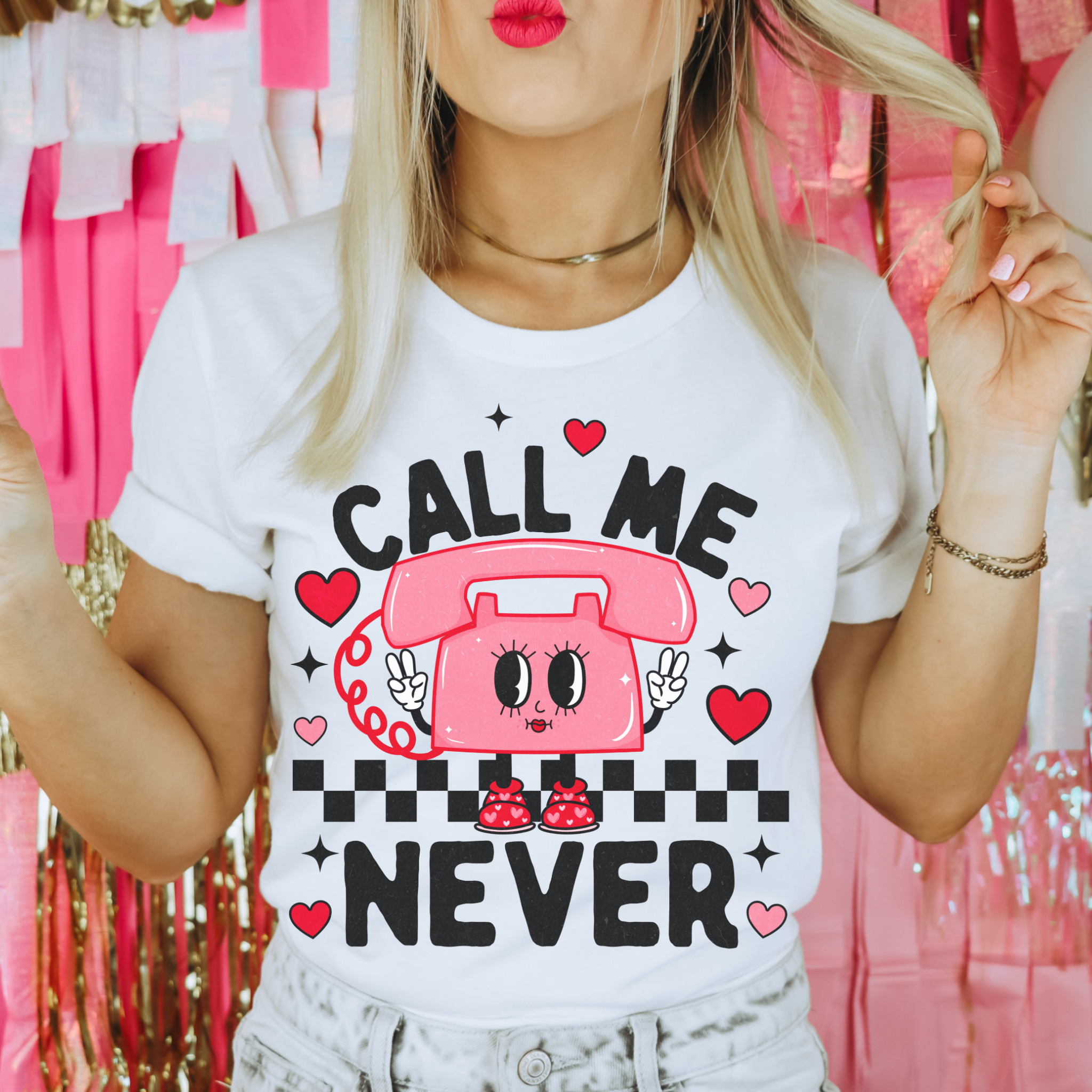 Call Me Never Valentines Graphic Tee Hoodie, Sweatshirt | PodTeesHub.com