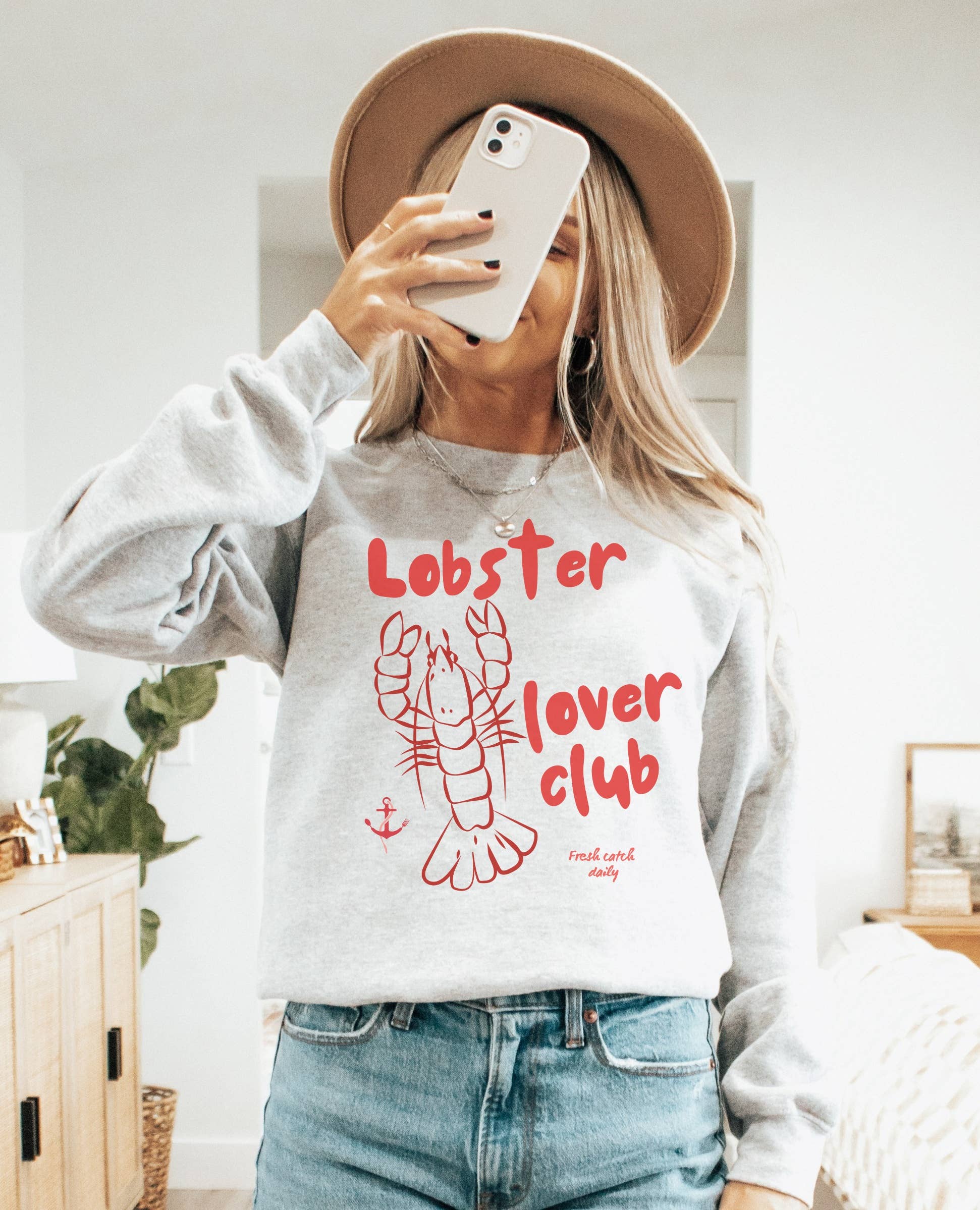 Lobster Lover Club Crew Neck Sweatshirt T-Shirts, Hoodie | PodTeesHub.com