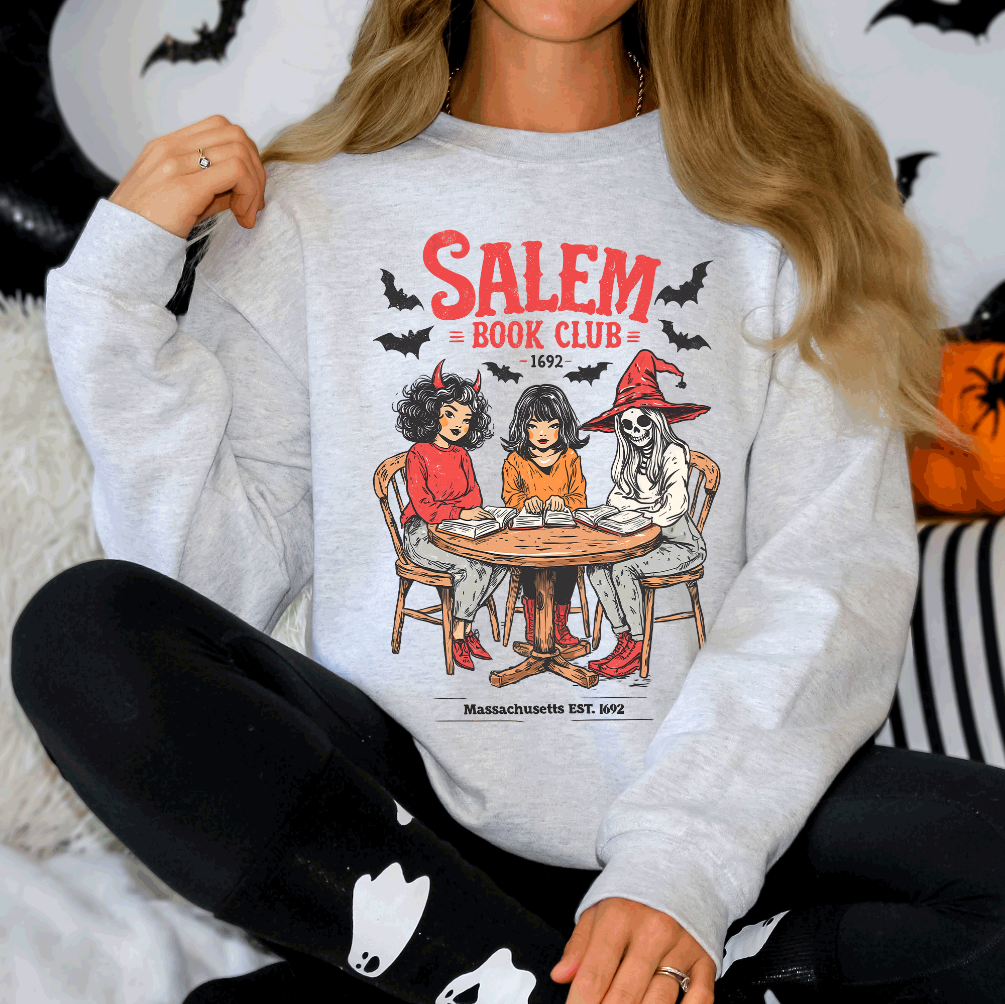 Salem Book Club Halloween Reading Library Booktok Sweatshirt T-Shirts, Hoodie | PodTeesHub.com