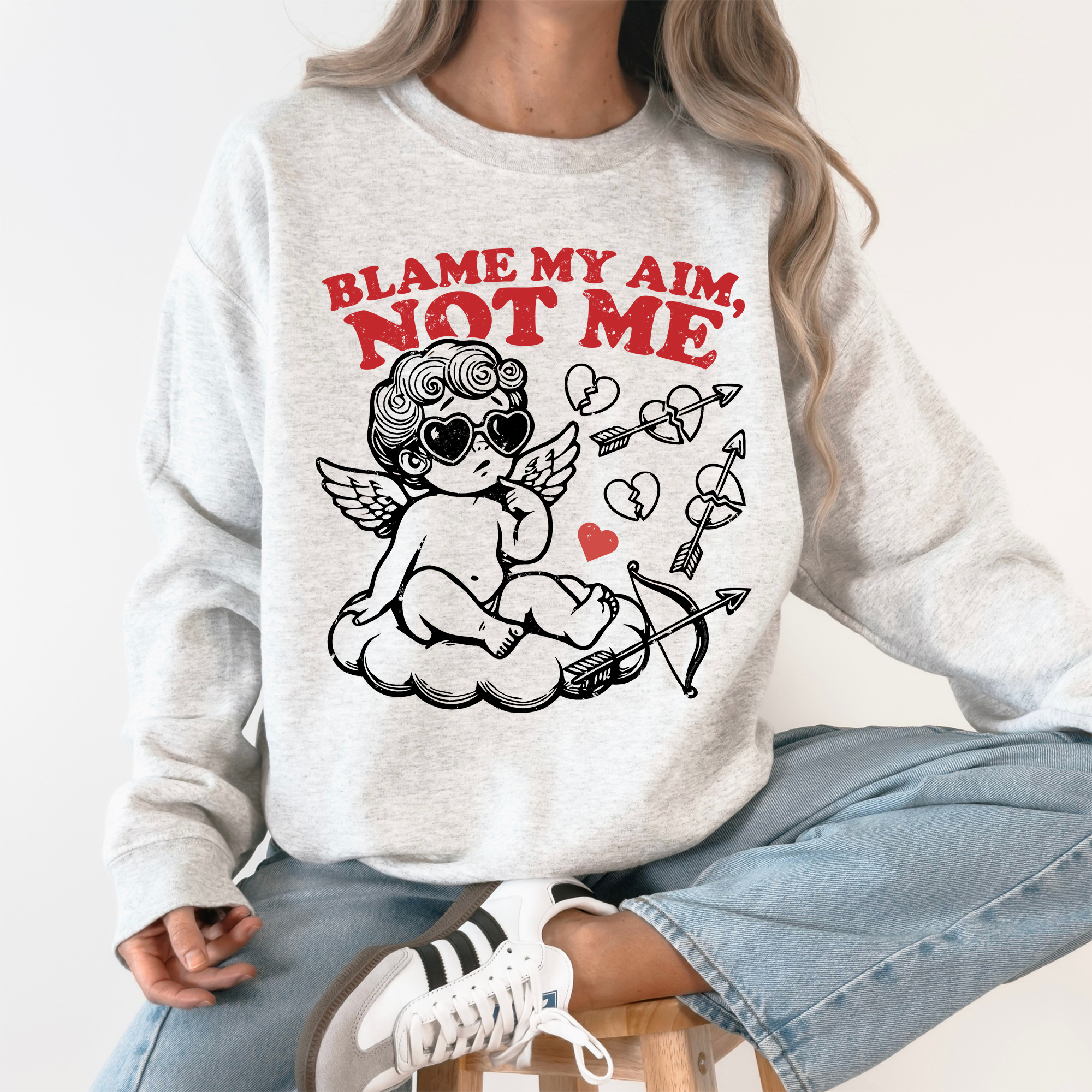 Blame My Aim, Not Me, Cupid Love Valentine's Day Sweatshirt T-Shirts, Hoodie | PodTeesHub.com
