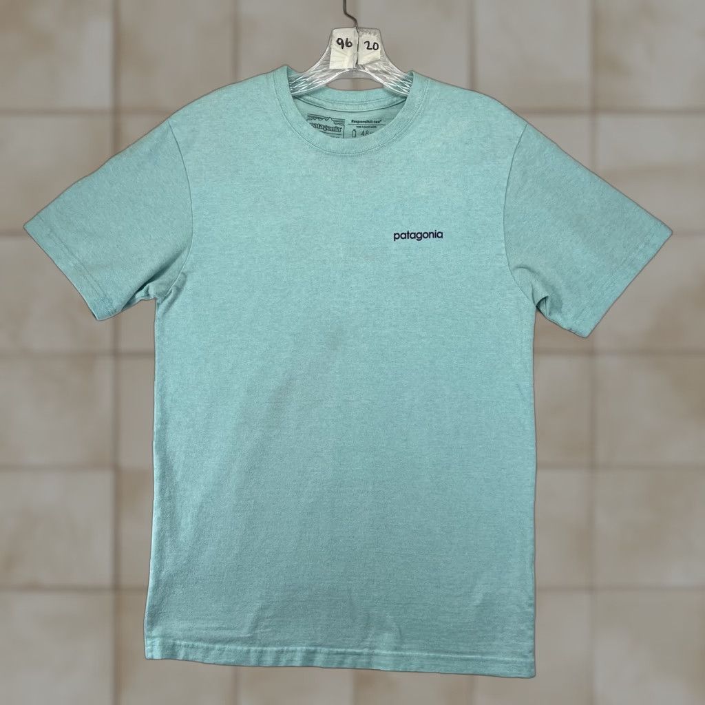 Patagonia T Shirt Shirt Men Small Short Sleeve Icy Blue Mountain Graphic Responsibili Tee Hoodie, Sweatshirt | PodTeesHub.com