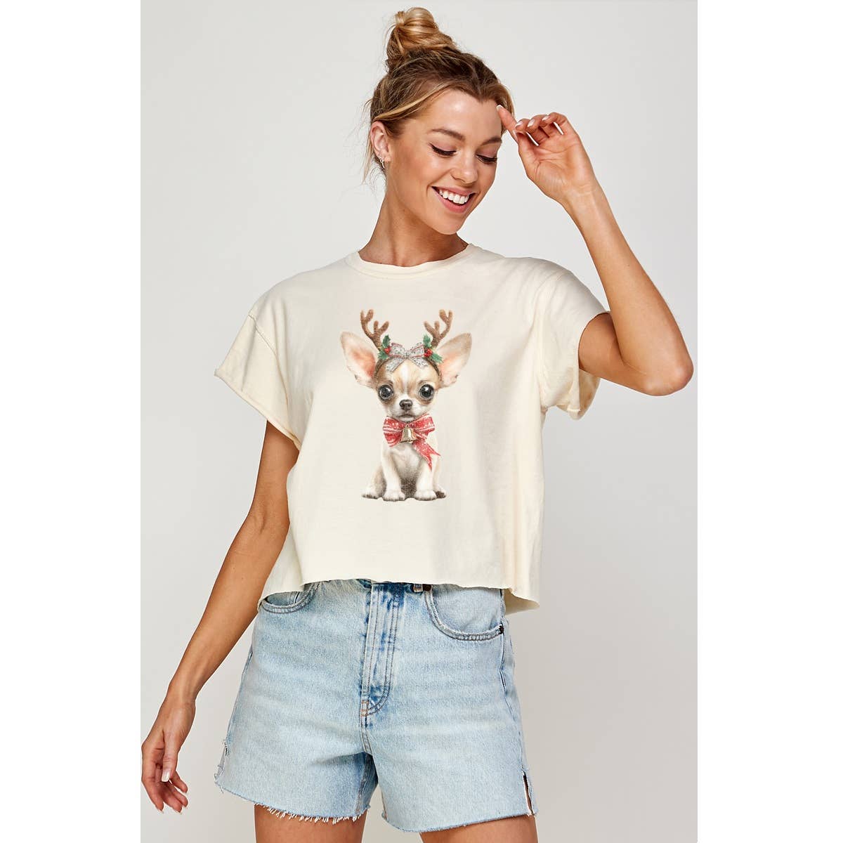 Chihuahua Puppy Christmas Vintage Graphic Crop Tee Hoodie, Sweatshirt | PodTeesHub.com