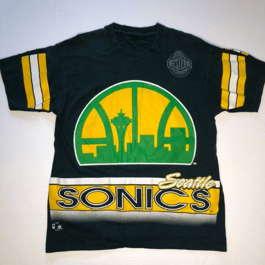 Other Vintage 90 S Nba Western Conference Seattle Supersonics Sonics Front Back Basketball Streetwea T-Shirts, Hoodie,...