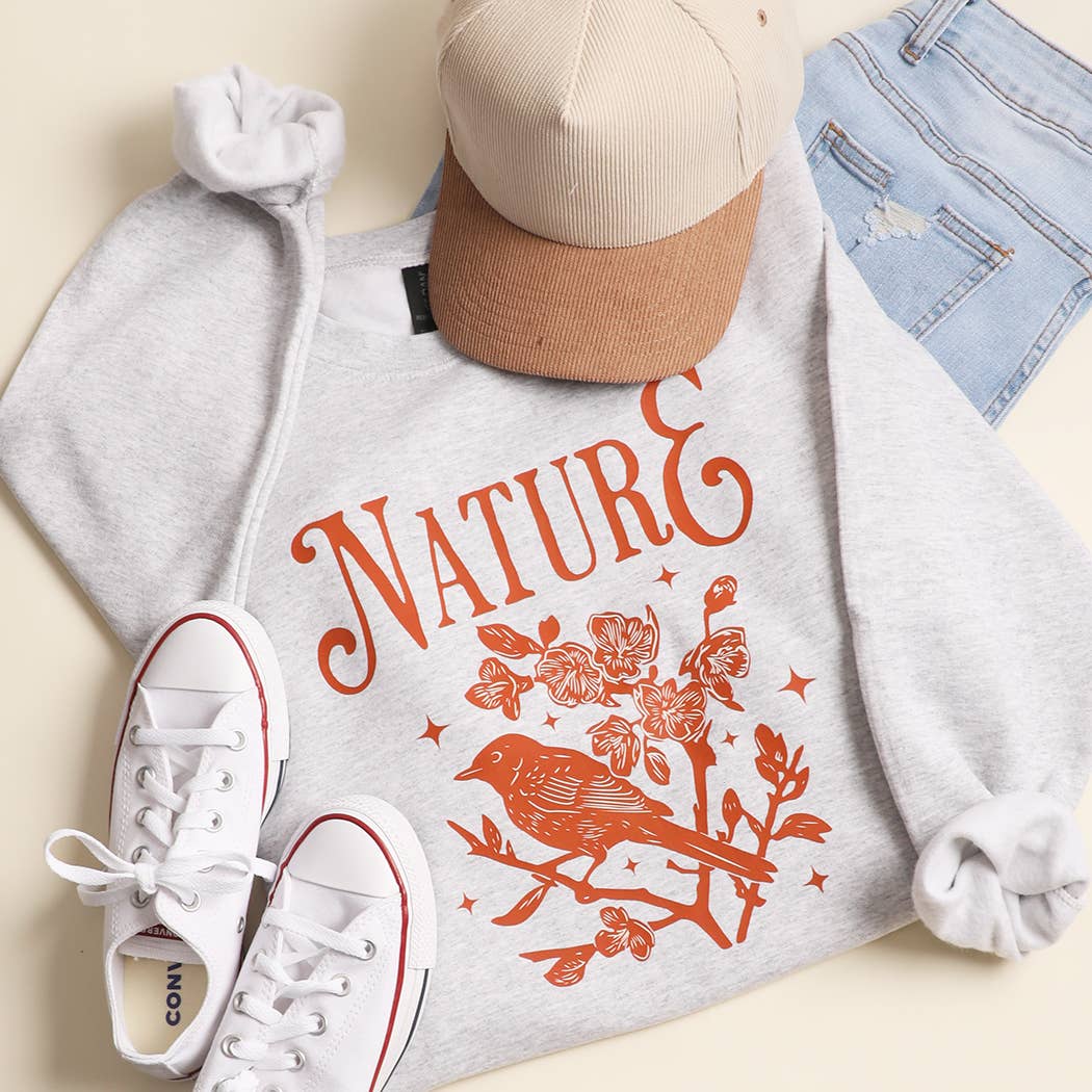 Nature Bird & Floral Heavyweight Fleece Sweatshirt T-Shirts, Hoodie | PodTeesHub.com
