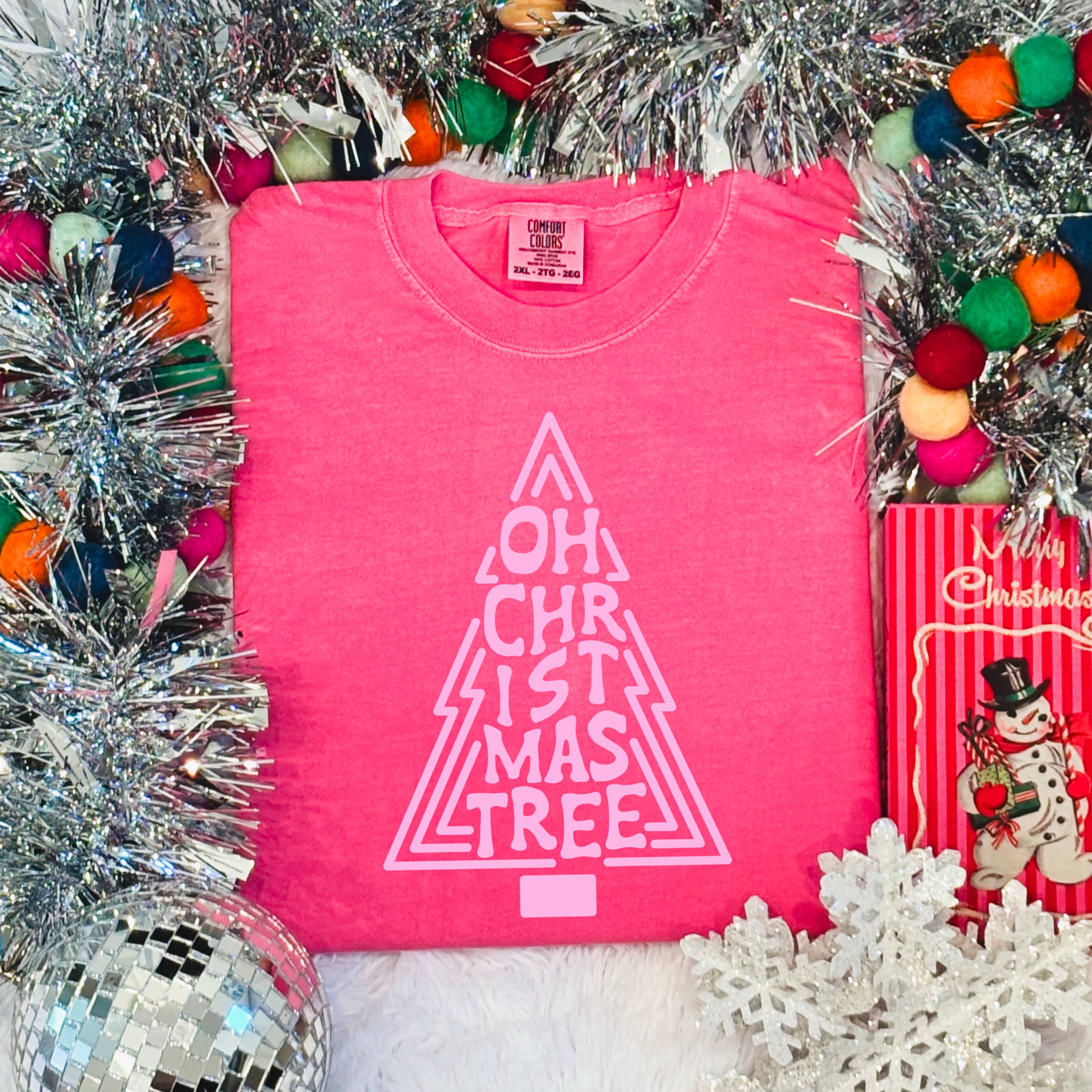 Oh Christmas Tree Christmas 2025 Graphic Tee | Comfort Color Hoodie, Sweatshirt | PodTeesHub.com