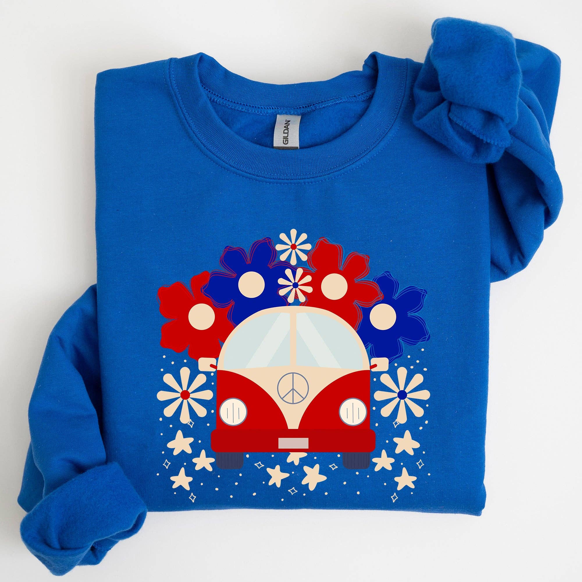 Retro Van, Patriotic, 4th of July Sweatshirt T-Shirts, Hoodie | PodTeesHub.com