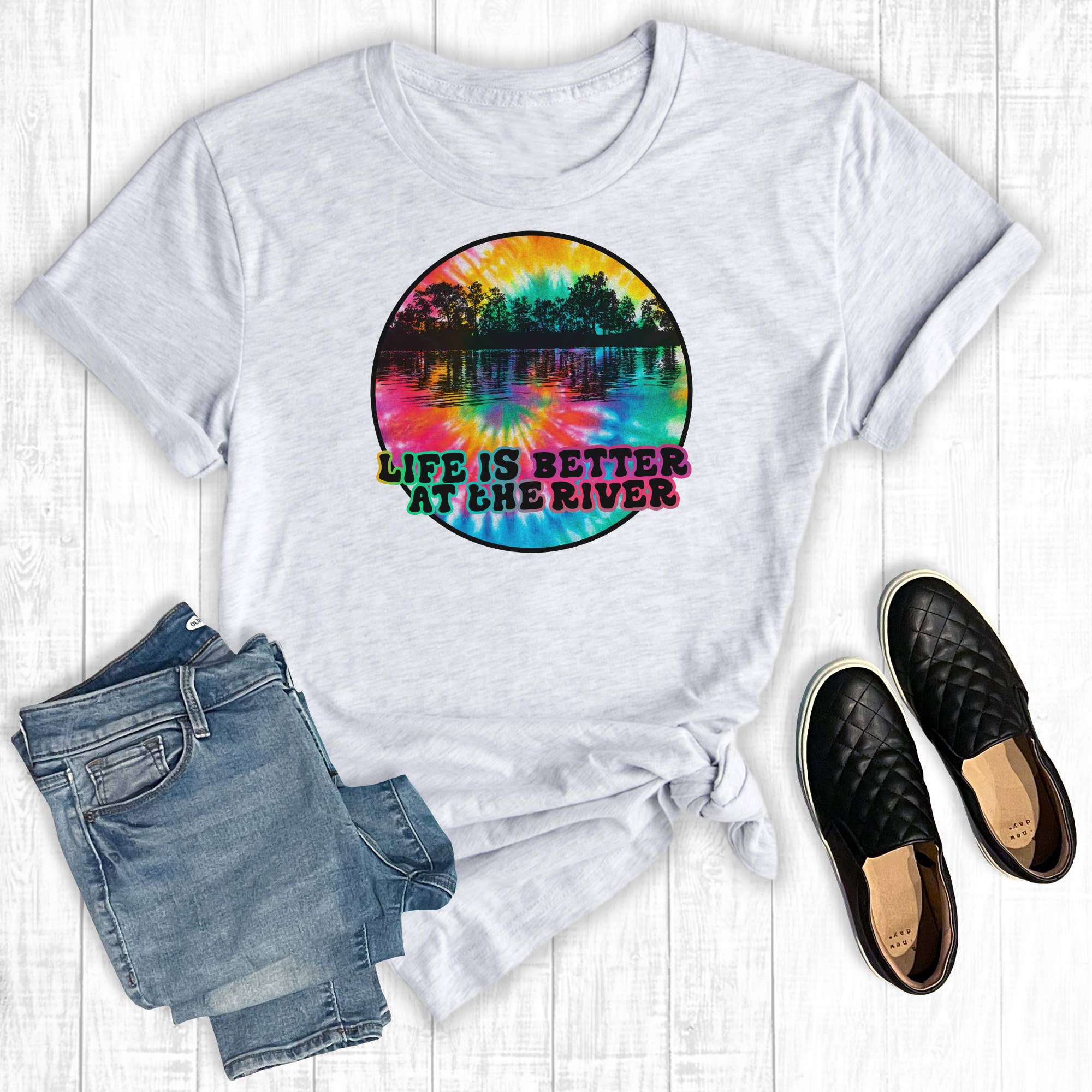 Life Is Better At the River Graphic Tee Hoodie, Sweatshirt | PodTeesHub.com