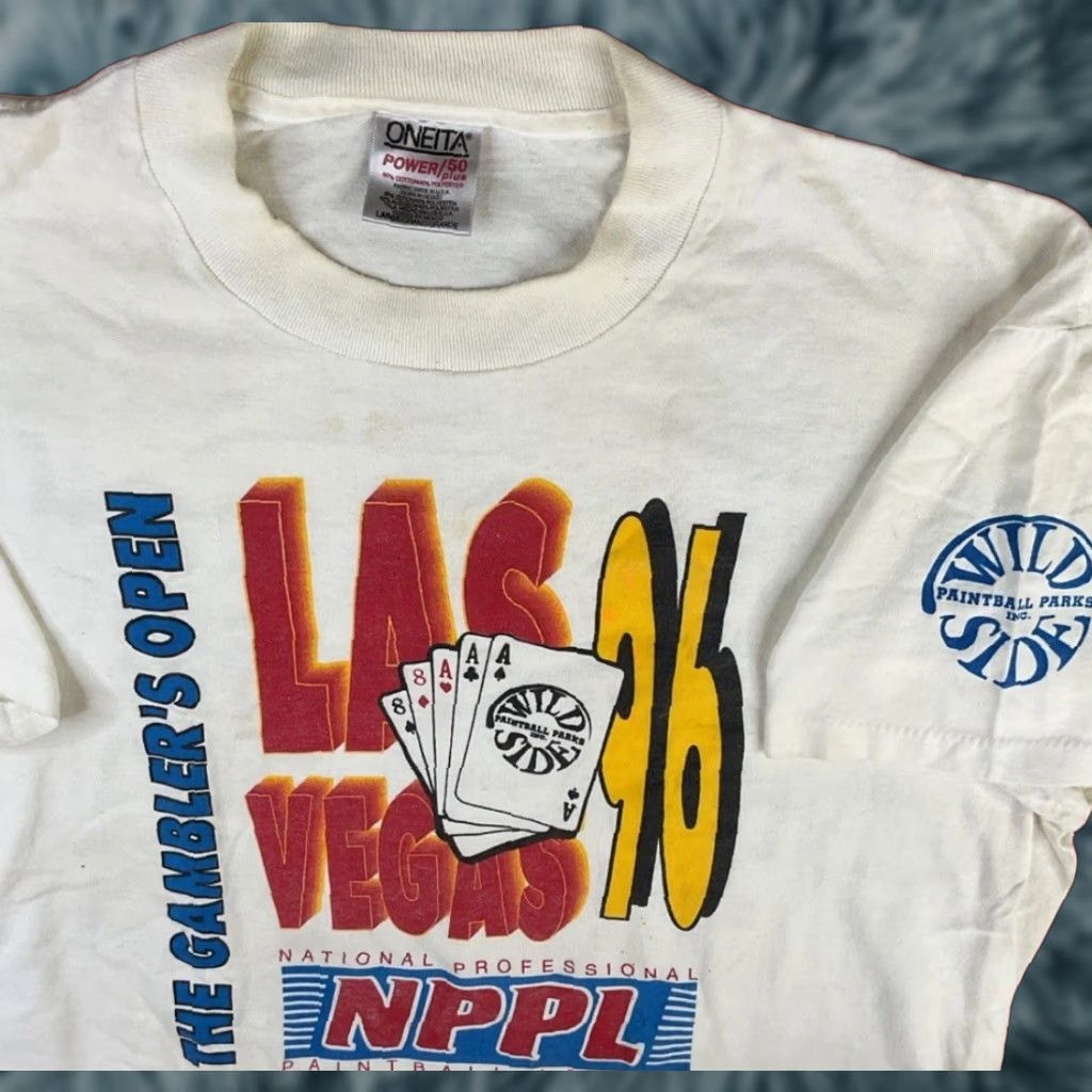Vintage Nppl T Shirt 90s Las Vegas National Professional Paintball League Sz L Shirt Men Whi Hoodie, Sweatshirt