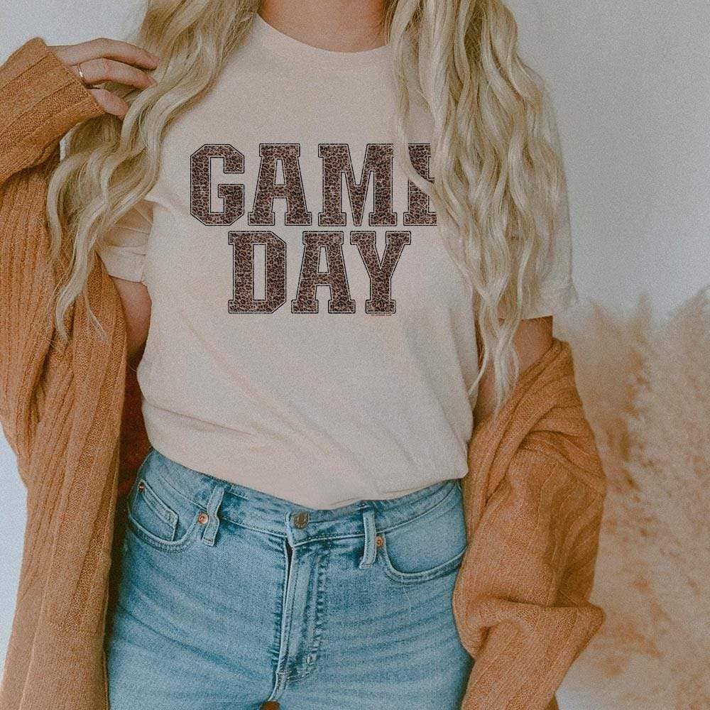 Gameday Leopard Print - Cream Tee Hoodie, Sweatshirt | PodTeesHub.com